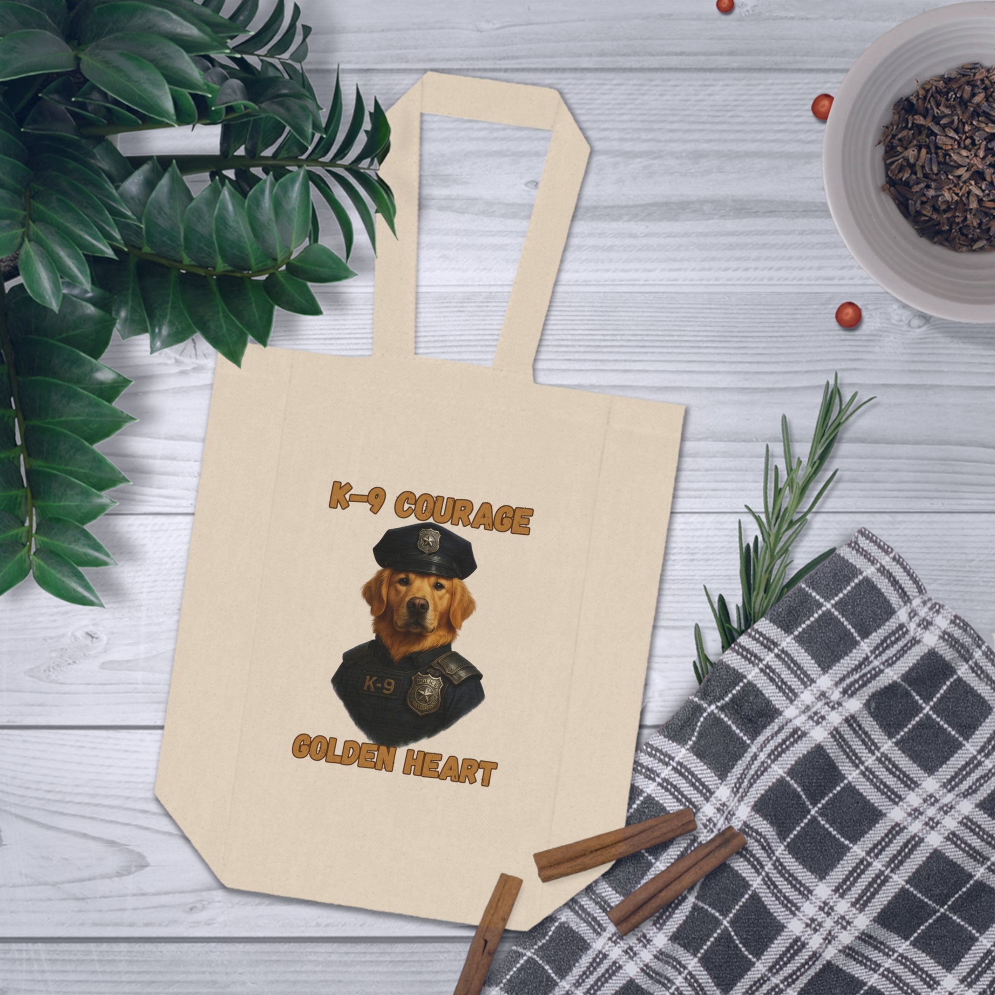 K-9 Courage Double Wine Tote Bag, Dog Lover Gift, Wine Carrier, Pet-Themed Accessories, Pawsome Wine Bag - Fantasy Dog Portraits