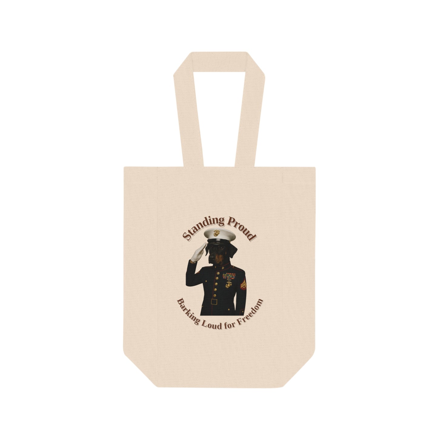Double Wine Tote Bag - Proud Military Design, Perfect for Gifts, Celebrations, or Wine Lovers, Ideal for Parties, Weddings, or Holidays - Fantasy Dog Portraits