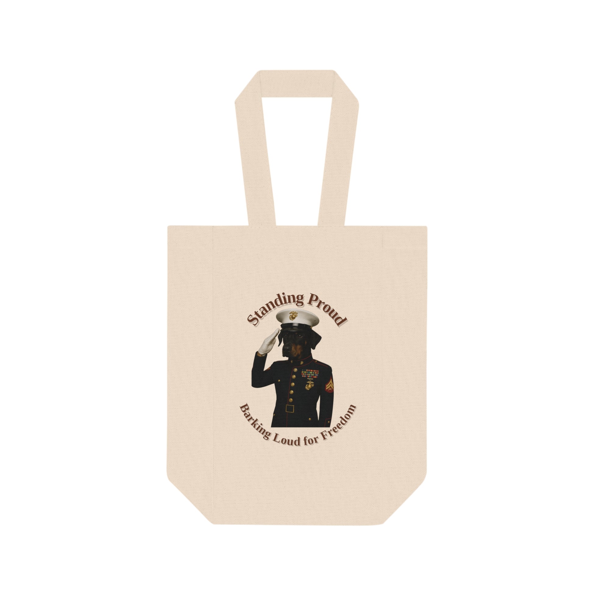 Double Wine Tote Bag - Proud Military Design, Perfect for Gifts, Celebrations, or Wine Lovers, Ideal for Parties, Weddings, or Holidays - Fantasy Dog Portraits