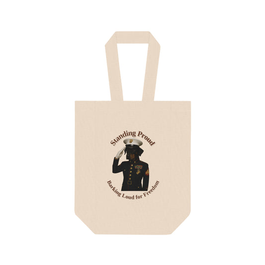 Double Wine Tote Bag - Proud Military Design, Perfect for Gifts, Celebrations, or Wine Lovers, Ideal for Parties, Weddings, or Holidays - Fantasy Dog Portraits