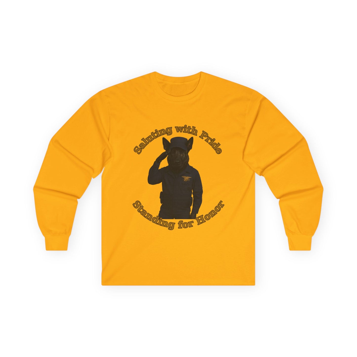 Marine German Shepherd service dog Unisex Long Sleeve Tee - Saluting with Pride, Standing for Honor | Perfect for Veterans Day, Memorial Day, Casual Wear, Gift for Him/Her - Fantasy Dog Portraits