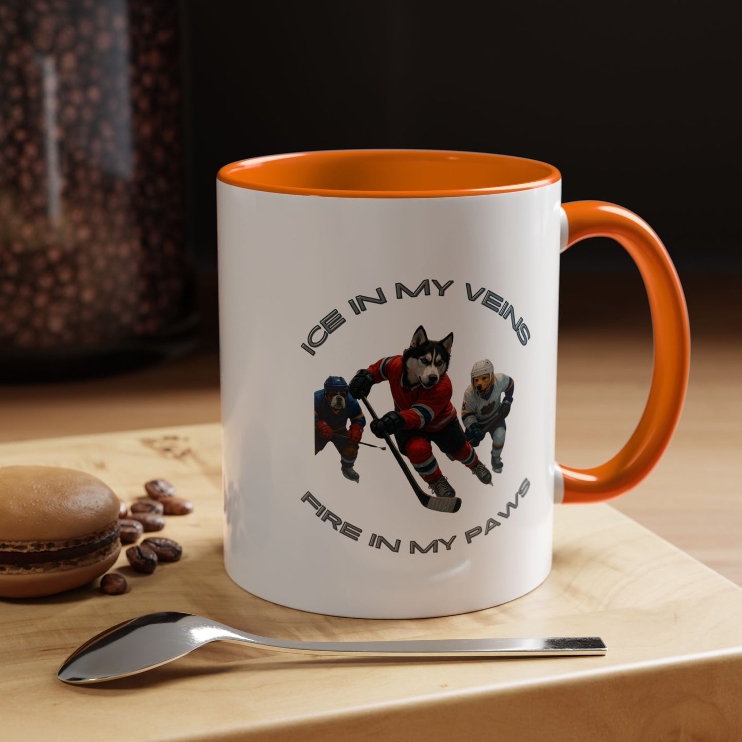 Mug Dogs Playing Hockey 11, 15oz - Fantasy Dog Portraits