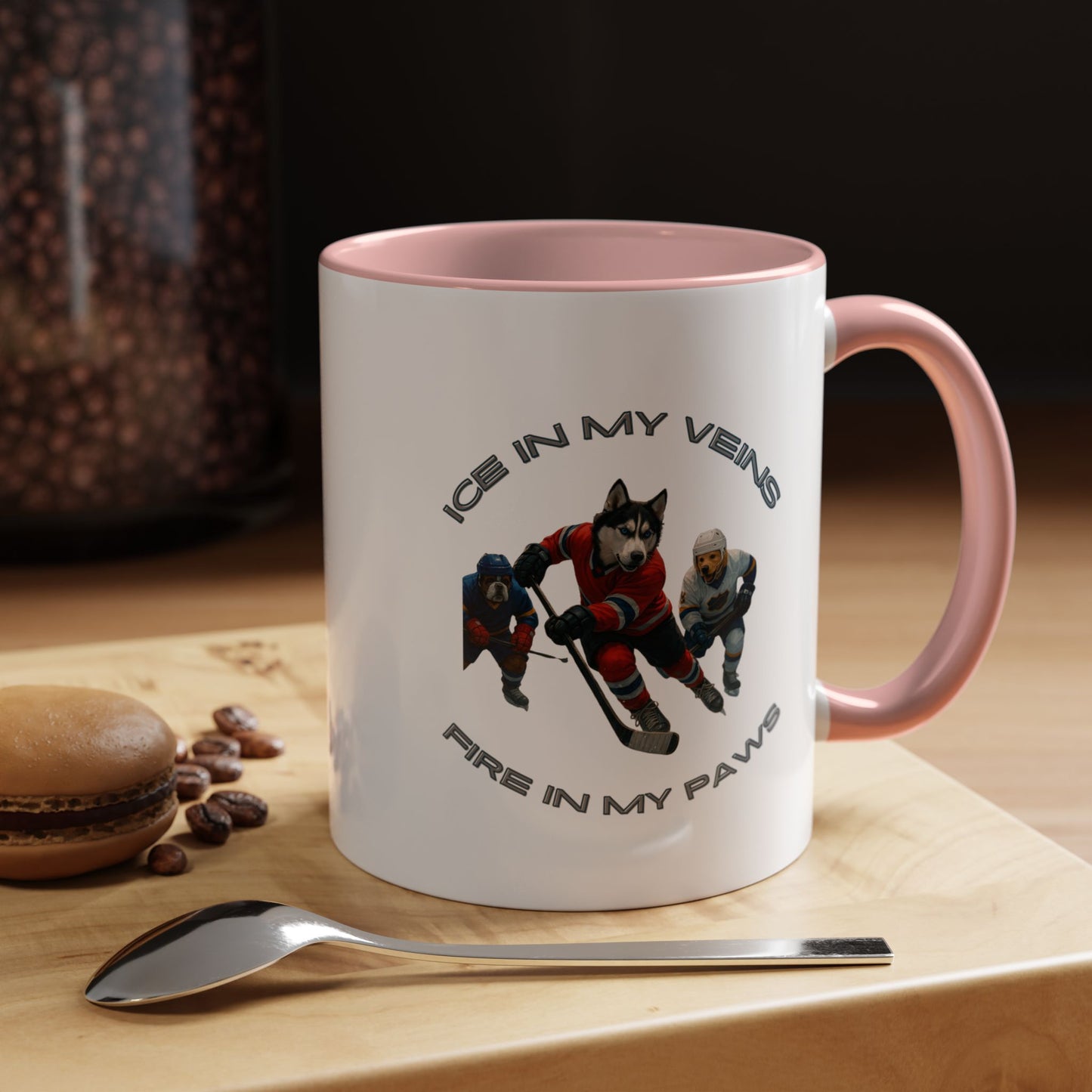 Mug Dogs Playing Hockey 11, 15oz - Fantasy Dog Portraits