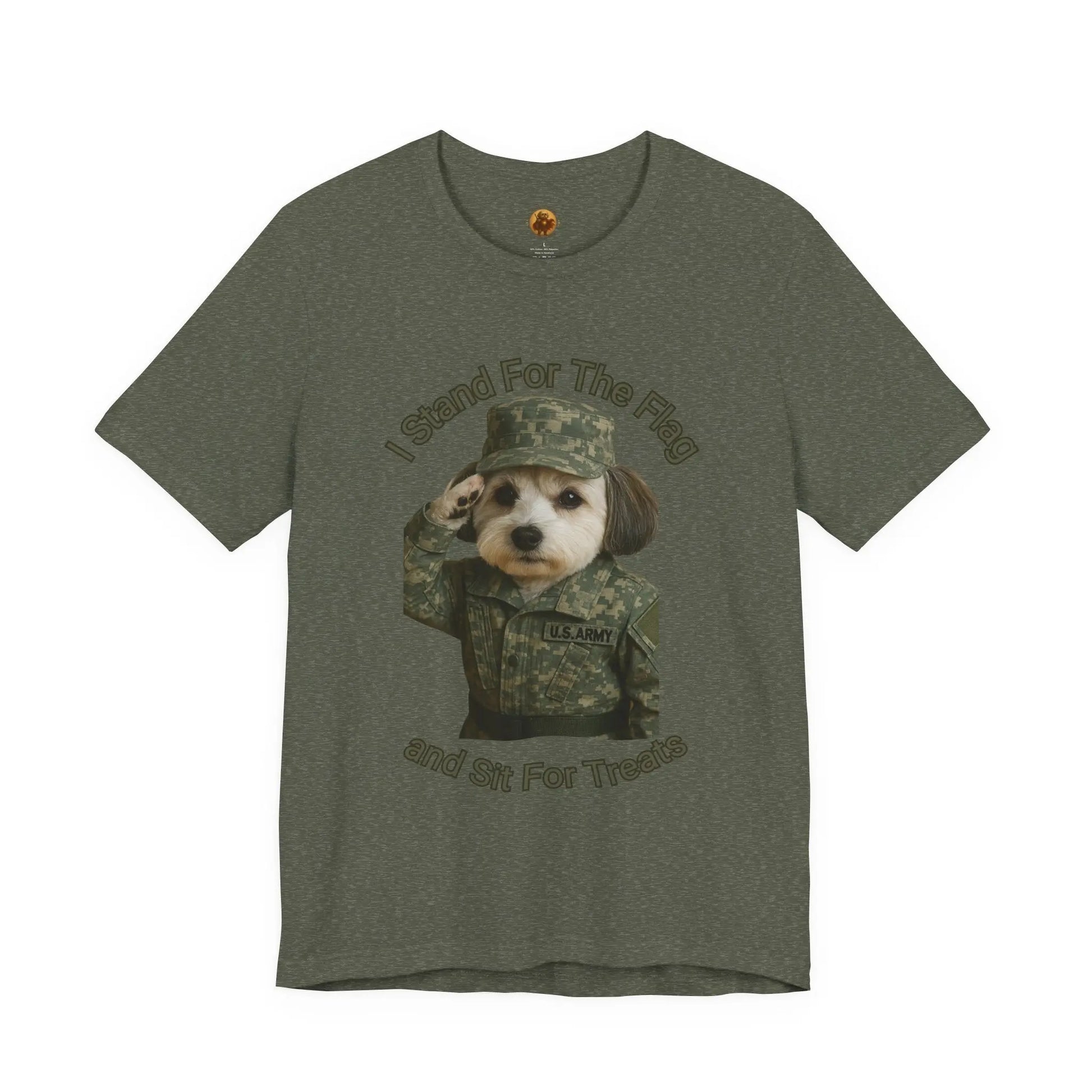 Patriotic Dog Graphic Tee, Funny Military Dog Shirt, Unisex Humor Tee, Gift for Dog Lovers, Independence Day Top Printify