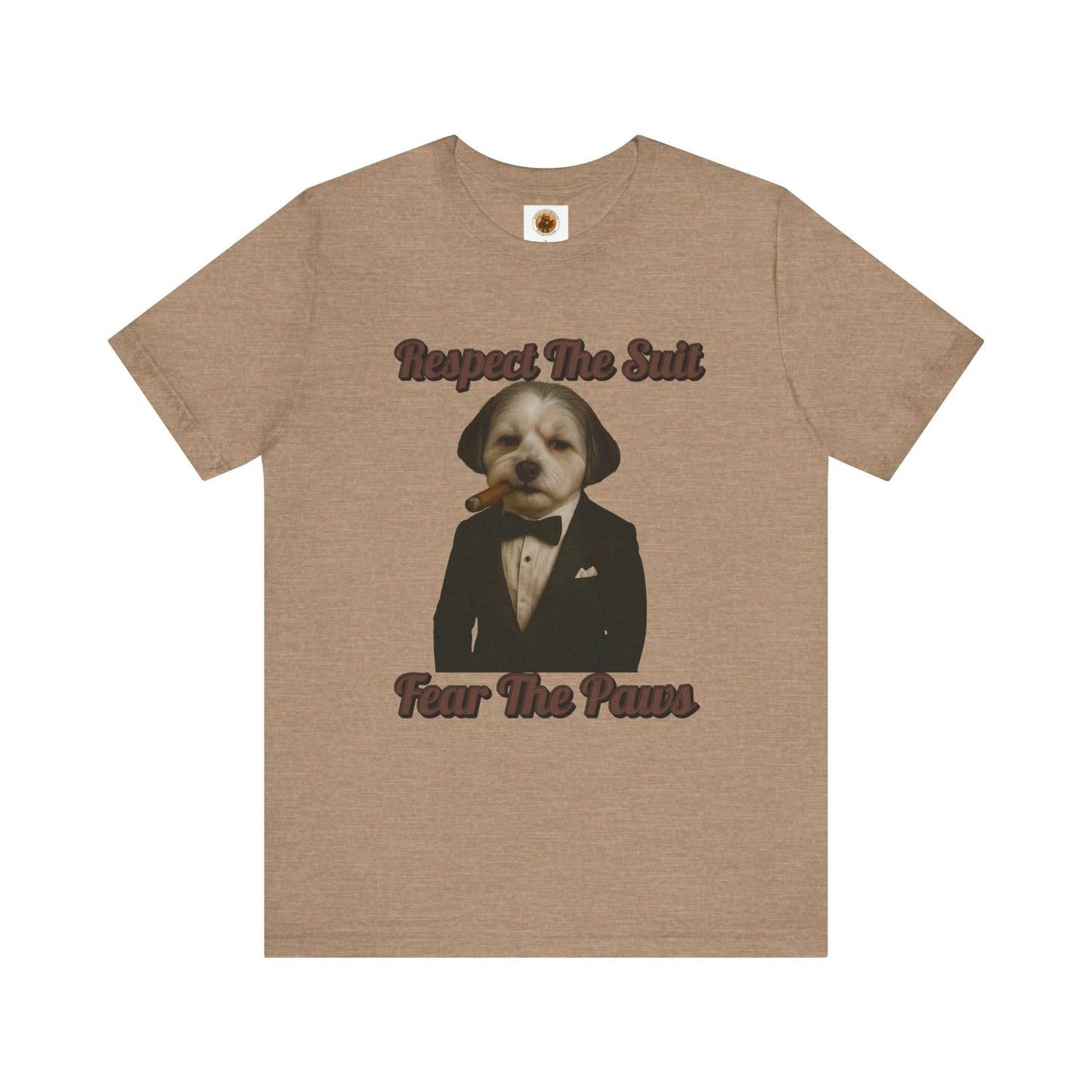 Respect the Suit Dog T-Shirt, Funny Animal Tee, Pet Lover Gift, Casual Wear, Unique Graphic Apparel - Fantasy Dog Portraits