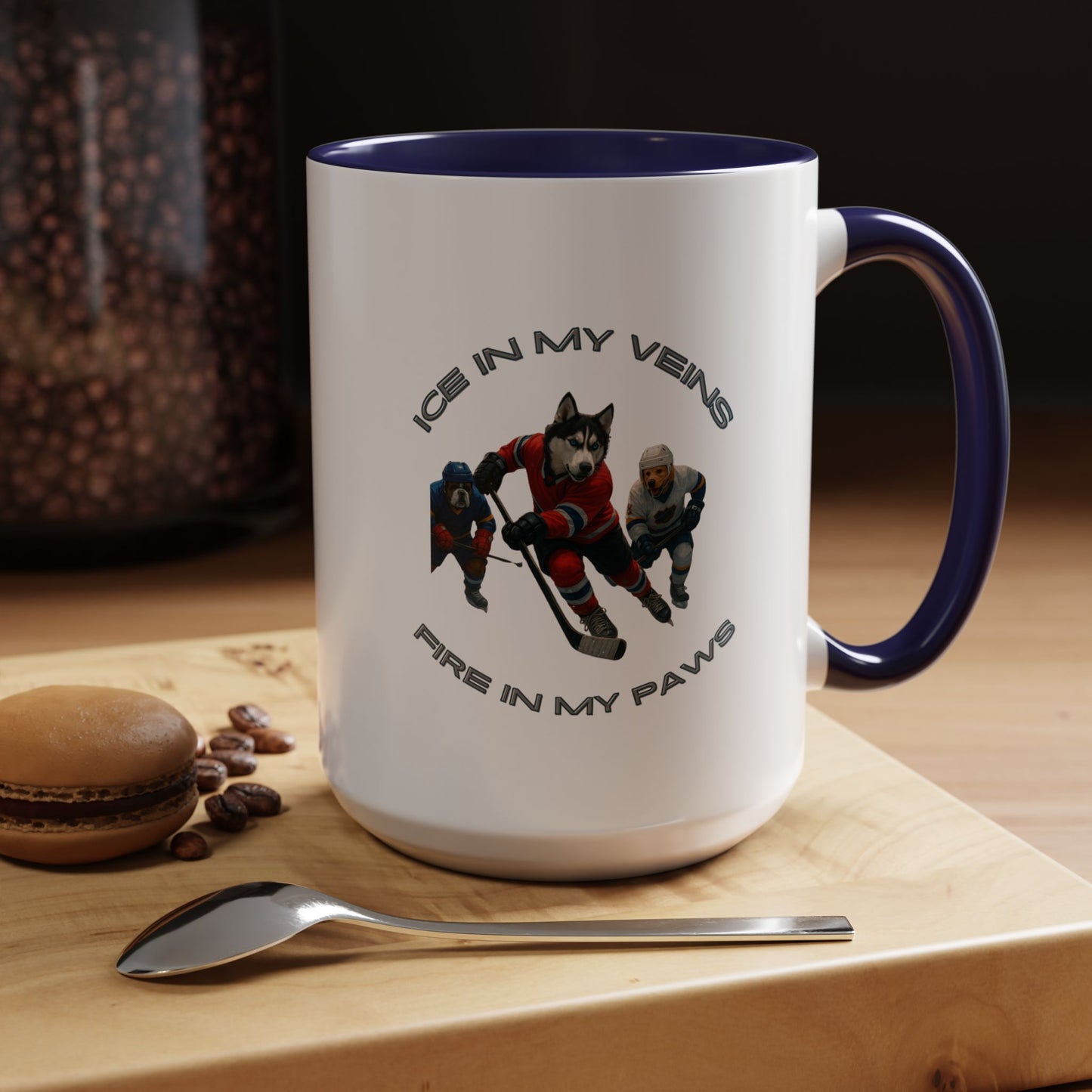 Mug Dogs Playing Hockey 11, 15oz - Fantasy Dog Portraits