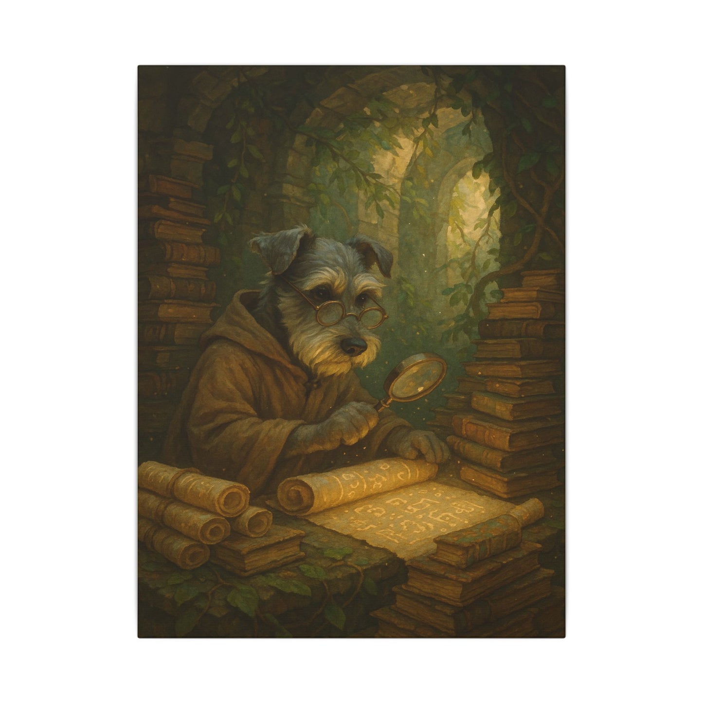 Scholar Pup's Discovery-Fantasy Dog Portraits - Fantasy Dog Portraits