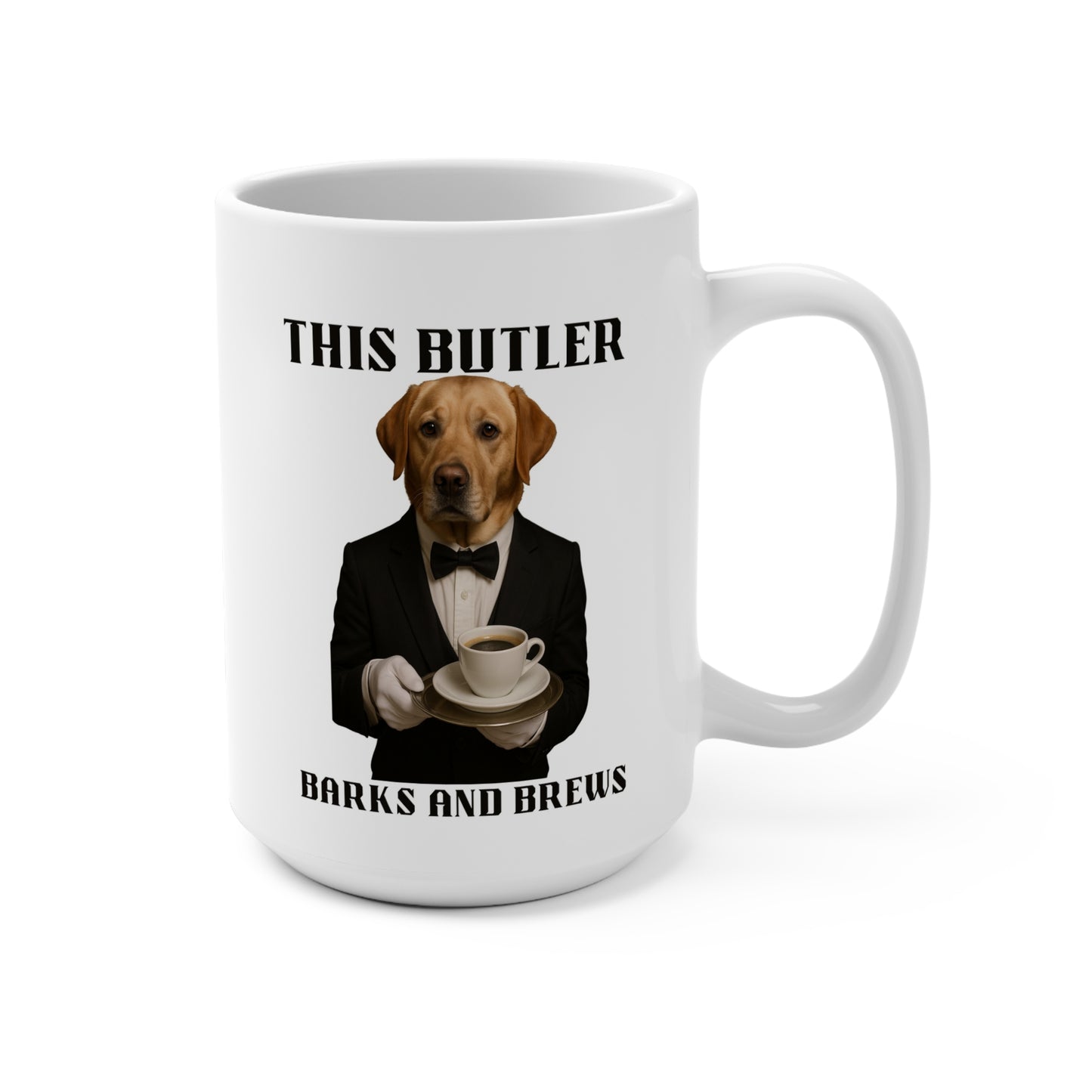 Funny Dog Butler Mug, Pet Lover Gift, Coffee Cup for Dog Owners, Ideal for Birthdays, Holidays, and Special Occasions