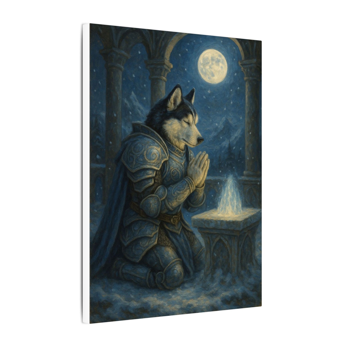 Moonlit Warrior's Meditation-Fantasy Dog Portraits - Fantasy Dog Portraits