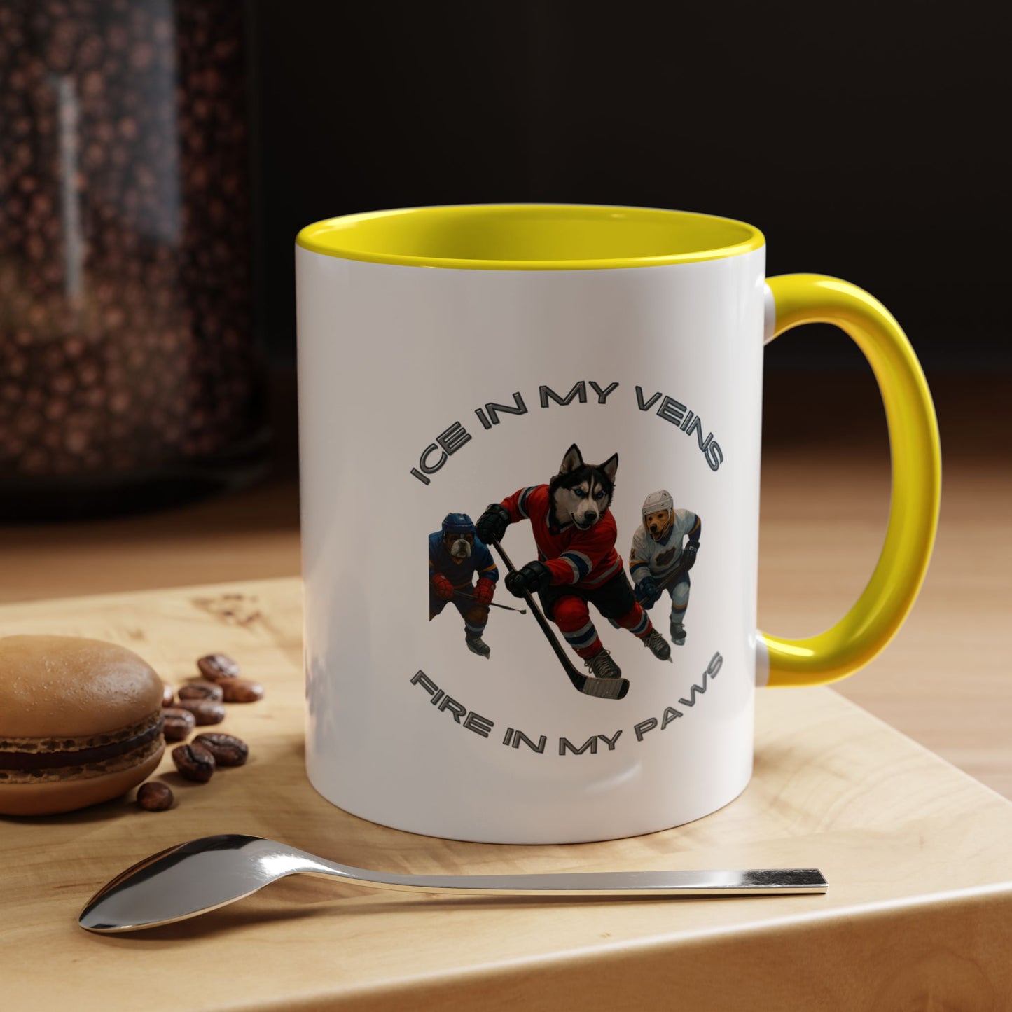 Mug Dogs Playing Hockey 11, 15oz - Fantasy Dog Portraits