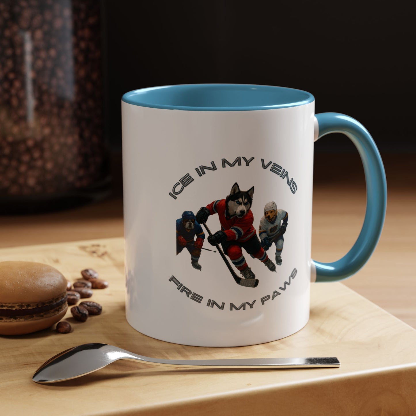 Mug Dogs Playing Hockey 11, 15oz - Fantasy Dog Portraits