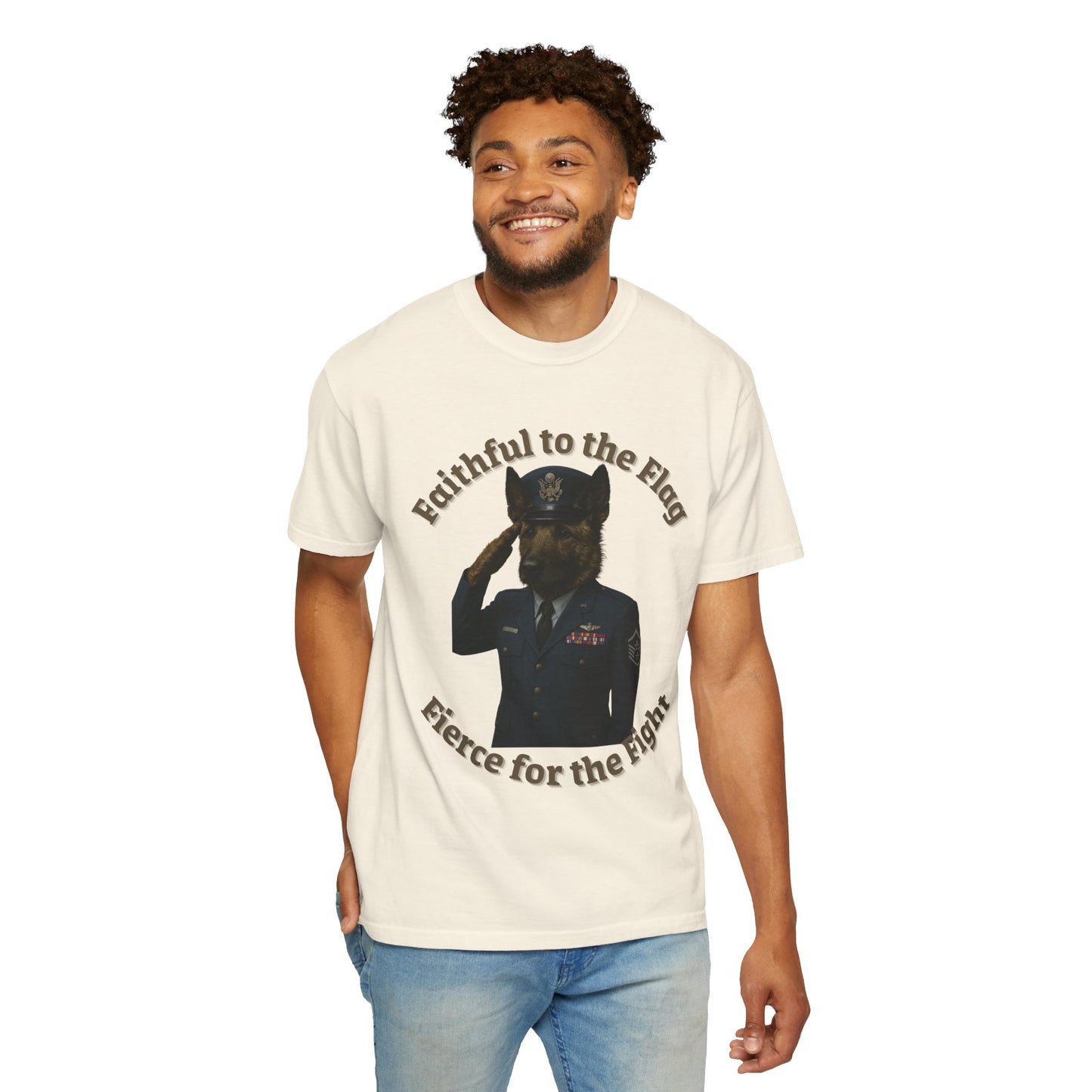 Patriotic Unisex T-Shirt, Faithful to the Flag Tee, Military Apparel, July 4th Shirt, Gifts for Veterans, Comfortable Casual Wear - Fantasy Dog Portraits