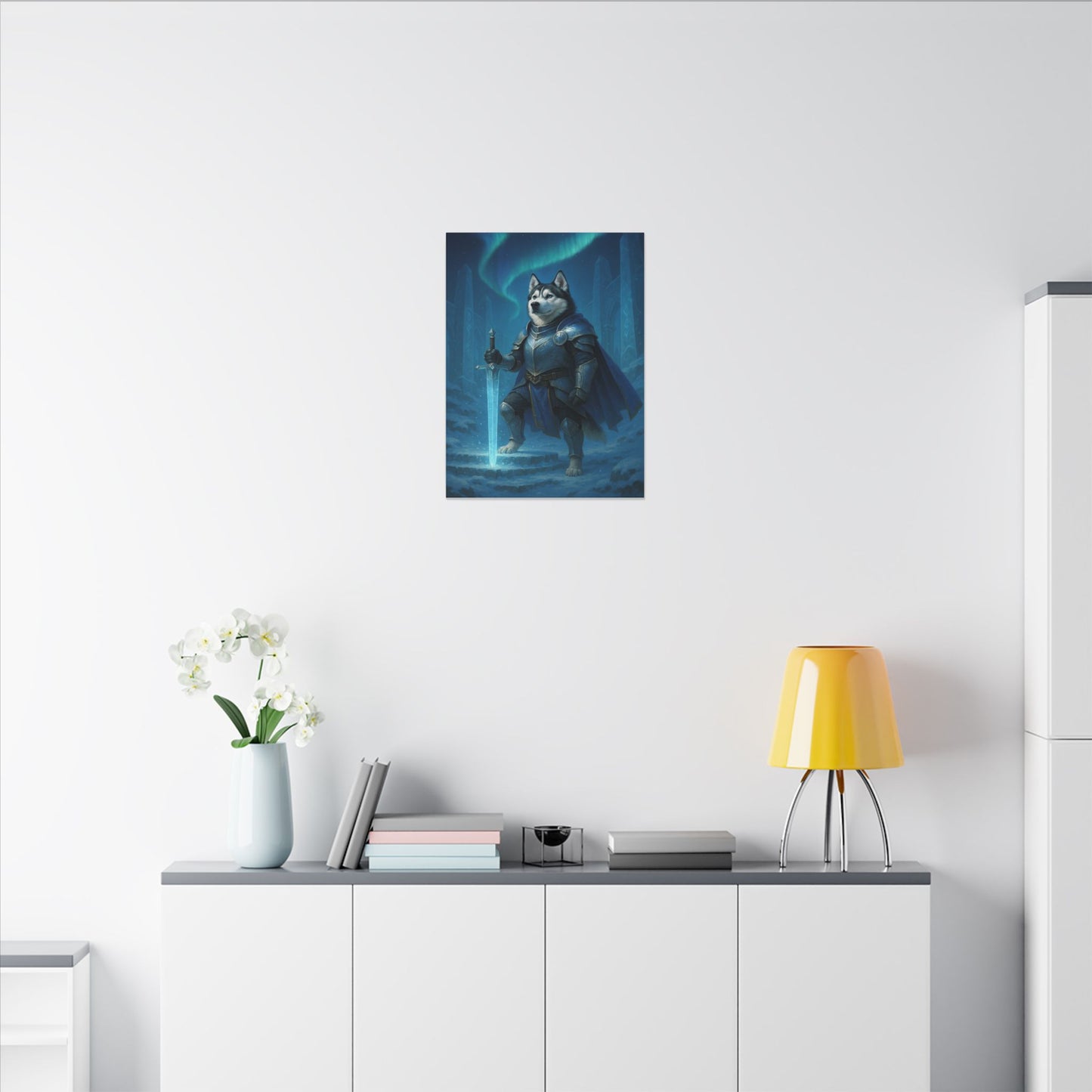 Husky Knight of the Aurora-Fantasy Dog Portraits - Fantasy Dog Portraits