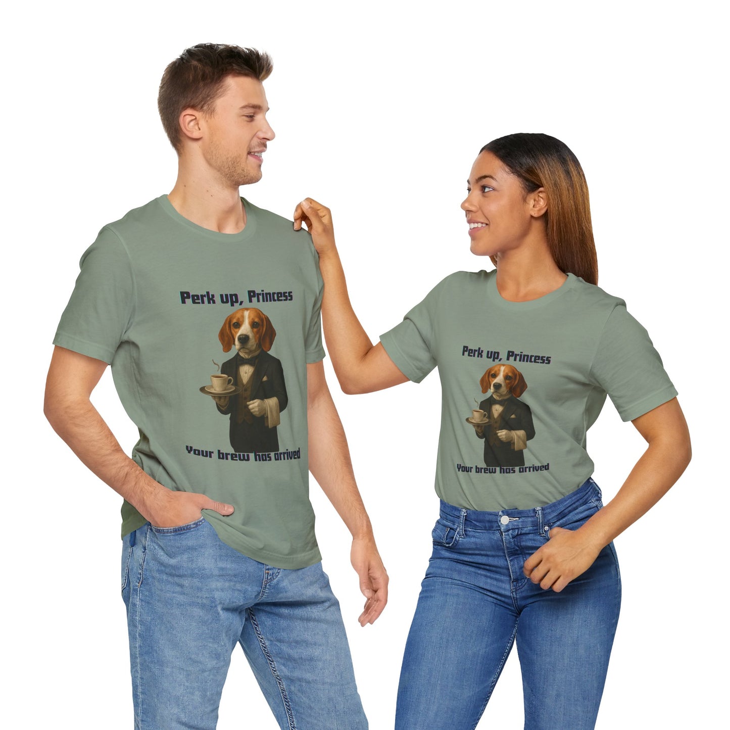 Unisex Charming Dog-Themed Tee for Coffee Lovers | Pet Lover Gift, Funny T-Shirt, Animal Lover Apparel, Gift for Dog Moms, Unisex Tee