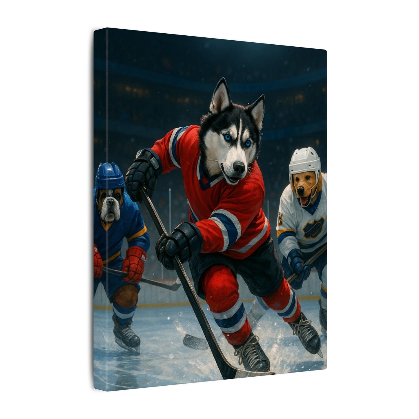 Canvas Print - Dogs Playing Hockey - Fantasy Dog Portraits