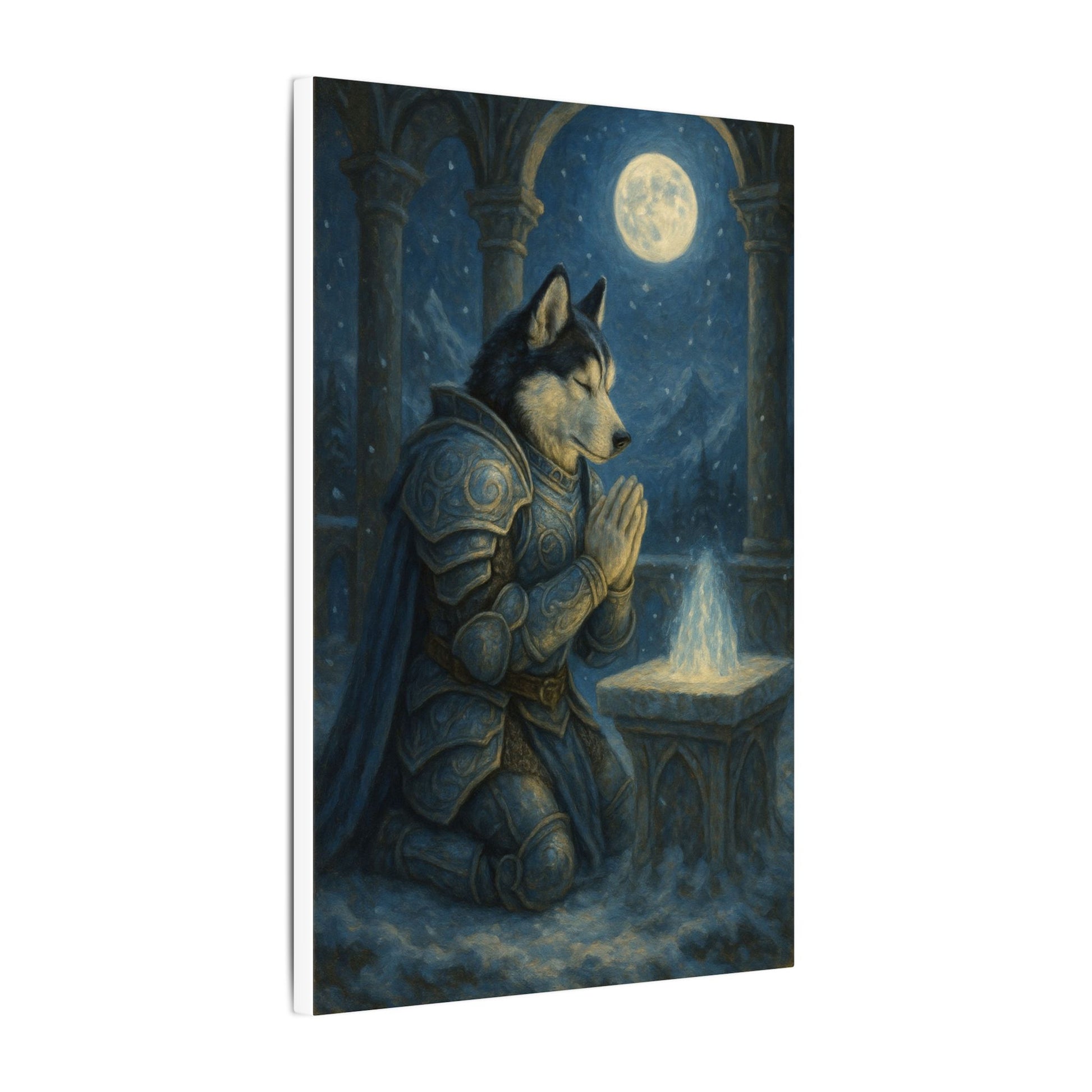 Moonlit Warrior's Meditation-Fantasy Dog Portraits - Fantasy Dog Portraits