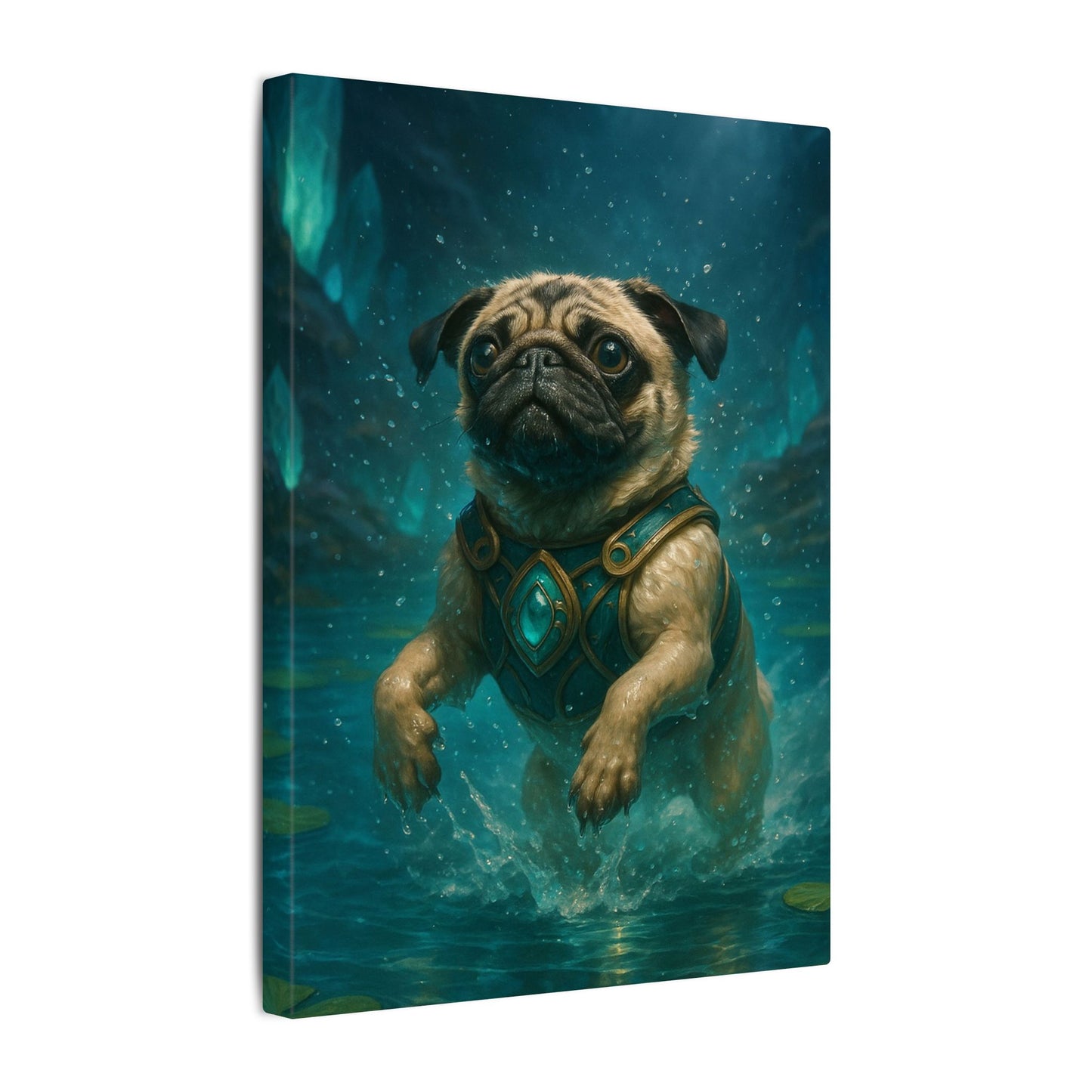 Aquatic Pug Guardian-Fantasy Dog Portraits - Fantasy Dog Portraits