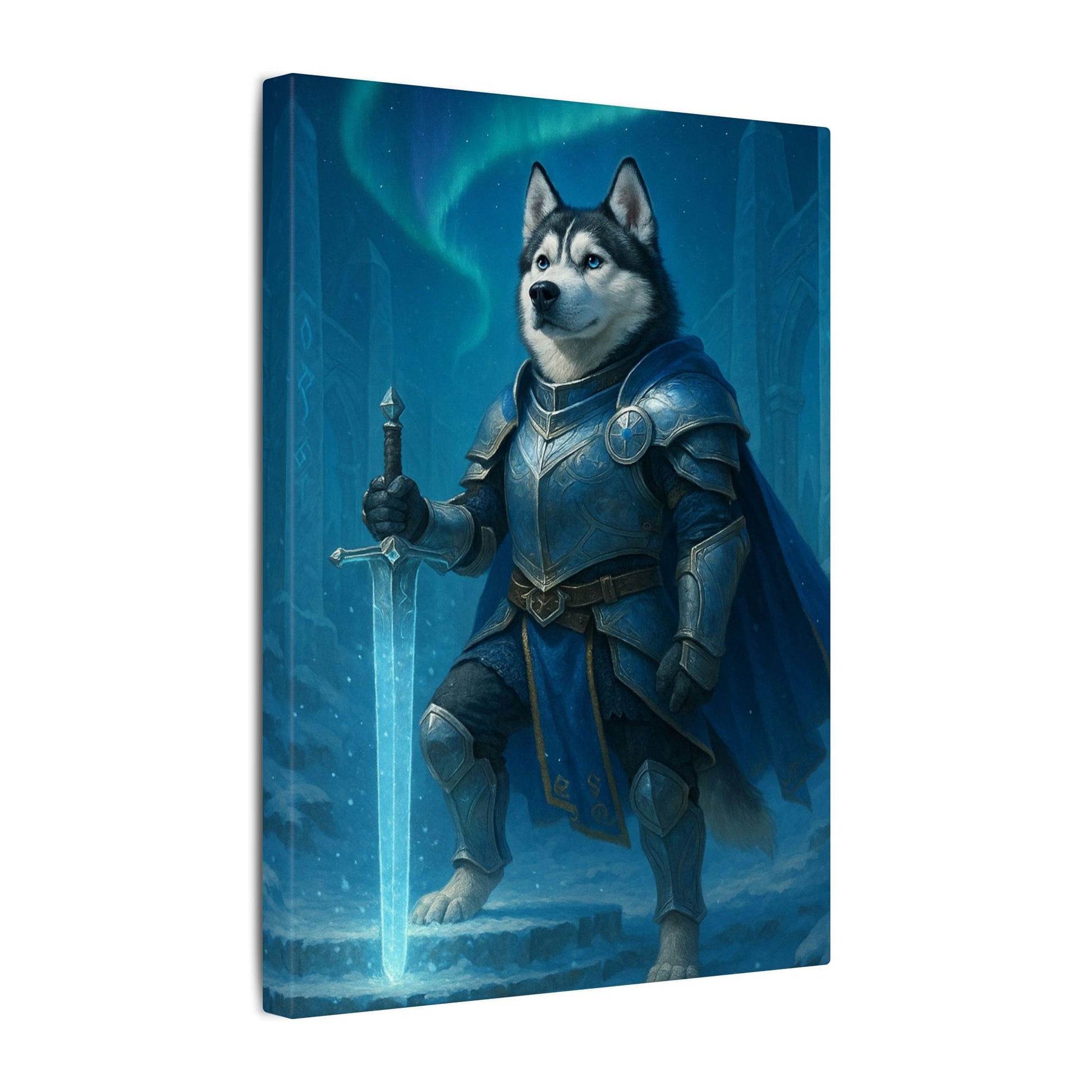 Husky Knight of the Aurora-Fantasy Dog Portraits - Fantasy Dog Portraits
