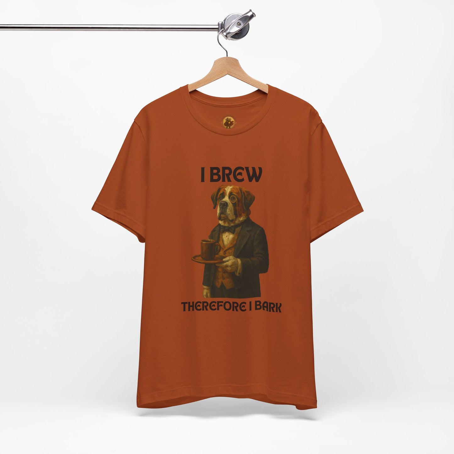 Unisex Funny Dog Lover Tee - I Brew Therefore I Bark, Gift for Pet Owners, Unisex Jersey Shirt, Casual Wear, Dog Themed Apparel, Birthday Present