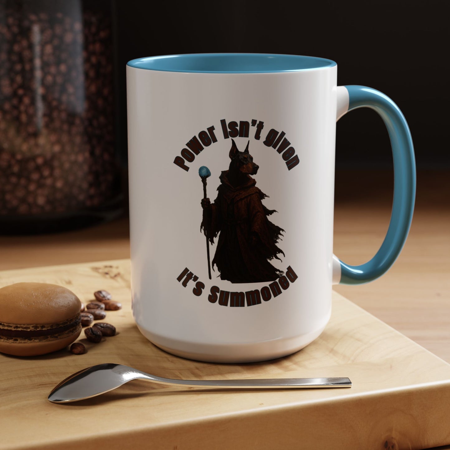 Mug - Wizard Dog with Power Stick Design - 11, 15oz - Fantasy Dog Portraits