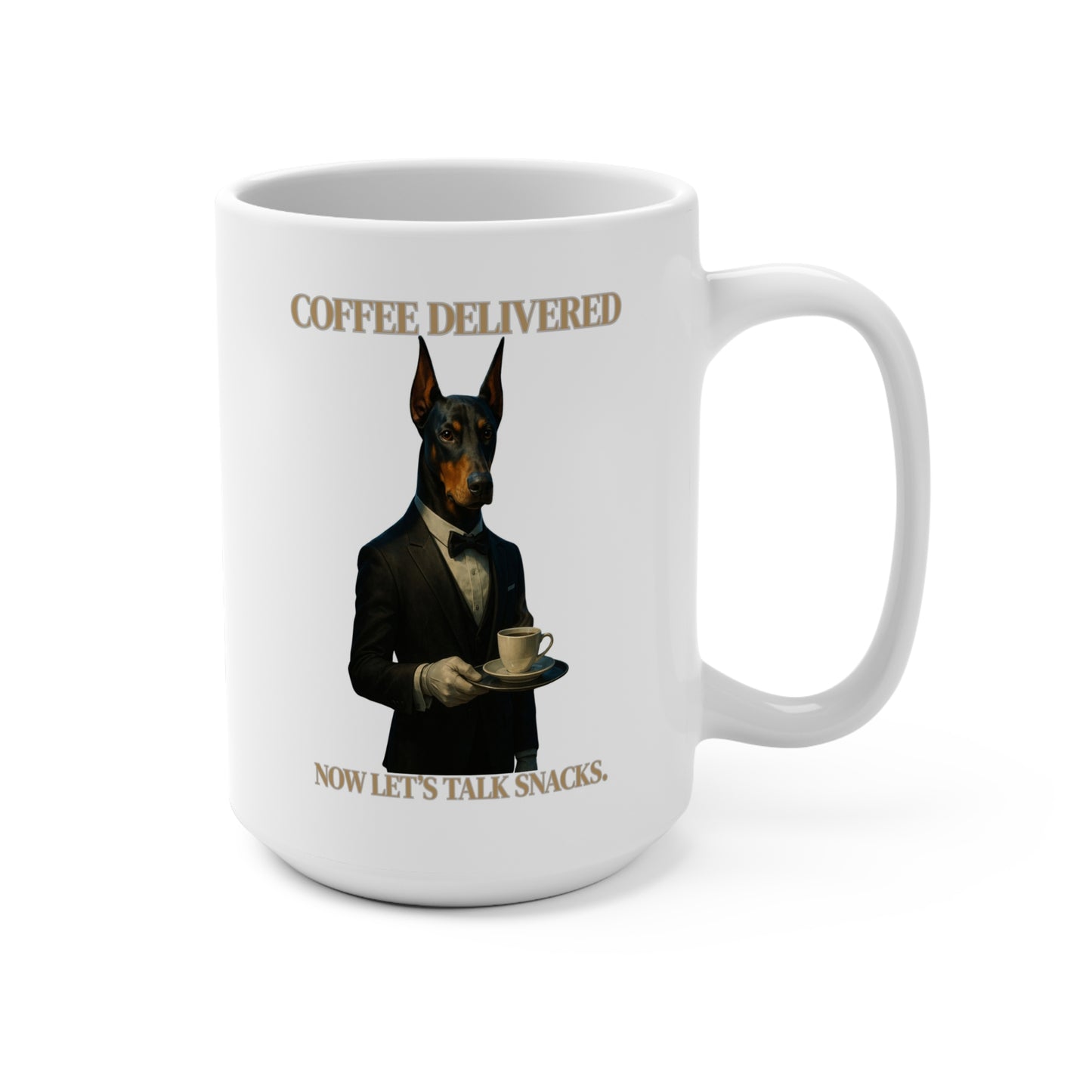 Doberman Pincher Stylish Dog-Themed Mug for Dog Lovers, Coffee Lover Gift, Dog Dad Mug, Funny Snacks Mug, Unique Pet Owner Coffee Cup