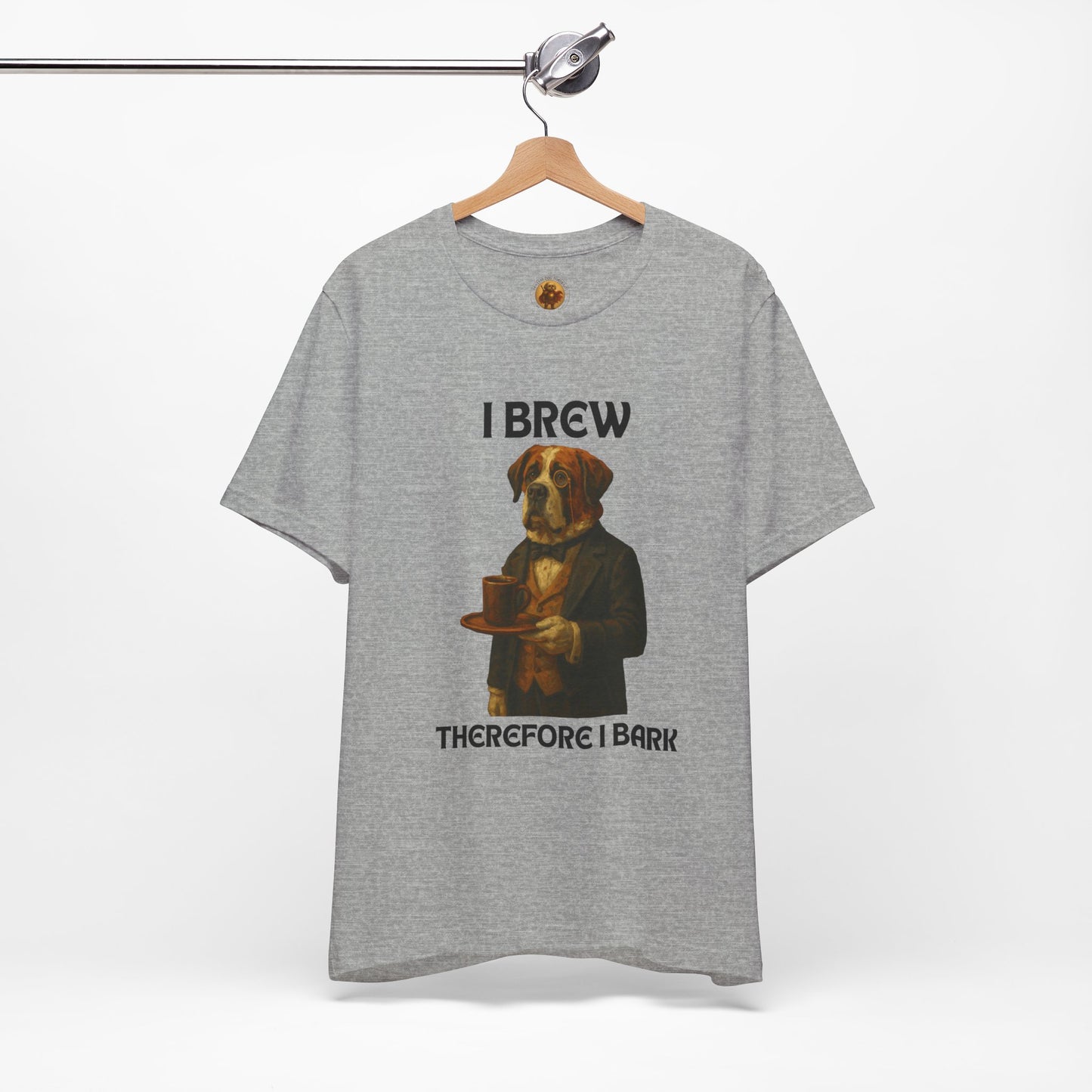 Unisex Funny Dog Lover Tee - I Brew Therefore I Bark, Gift for Pet Owners, Unisex Jersey Shirt, Casual Wear, Dog Themed Apparel, Birthday Present