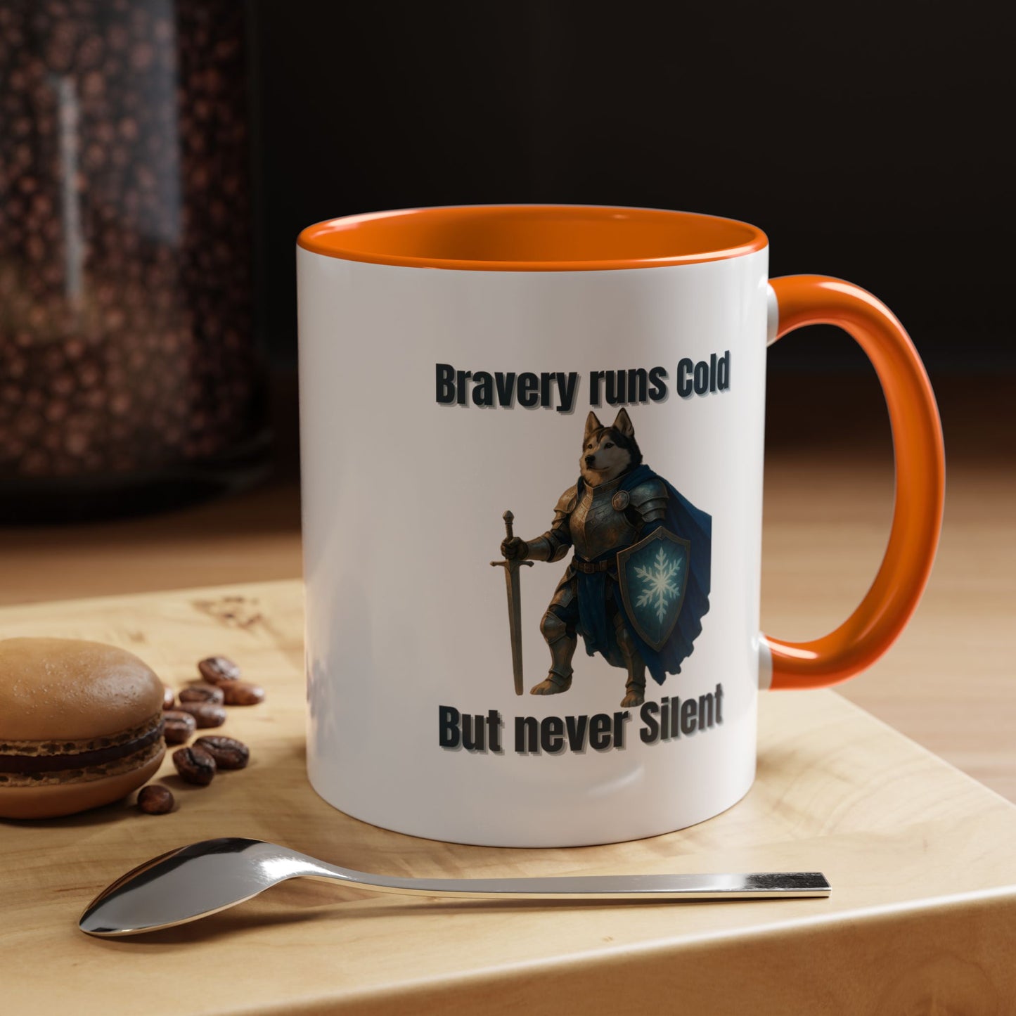 Mug, Knight Dog Holding Shield and Sword Design - Fantasy Dog Portraits