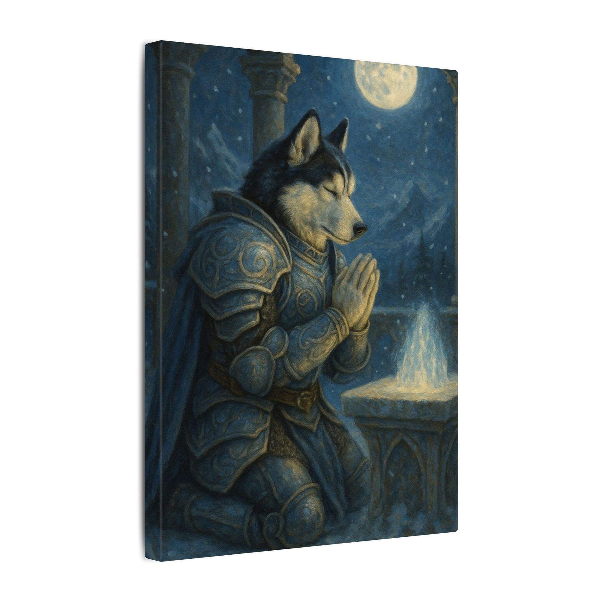 Moonlit Warrior's Meditation-Fantasy Dog Portraits - Fantasy Dog Portraits