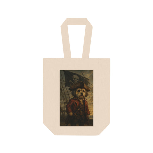 Pirate Panda Double Wine Tote Bag, Funny Wine Carrier for Parties, Gift for Wine Lovers, Picnic Bag, Wine Accessories - Fantasy Dog Portraits