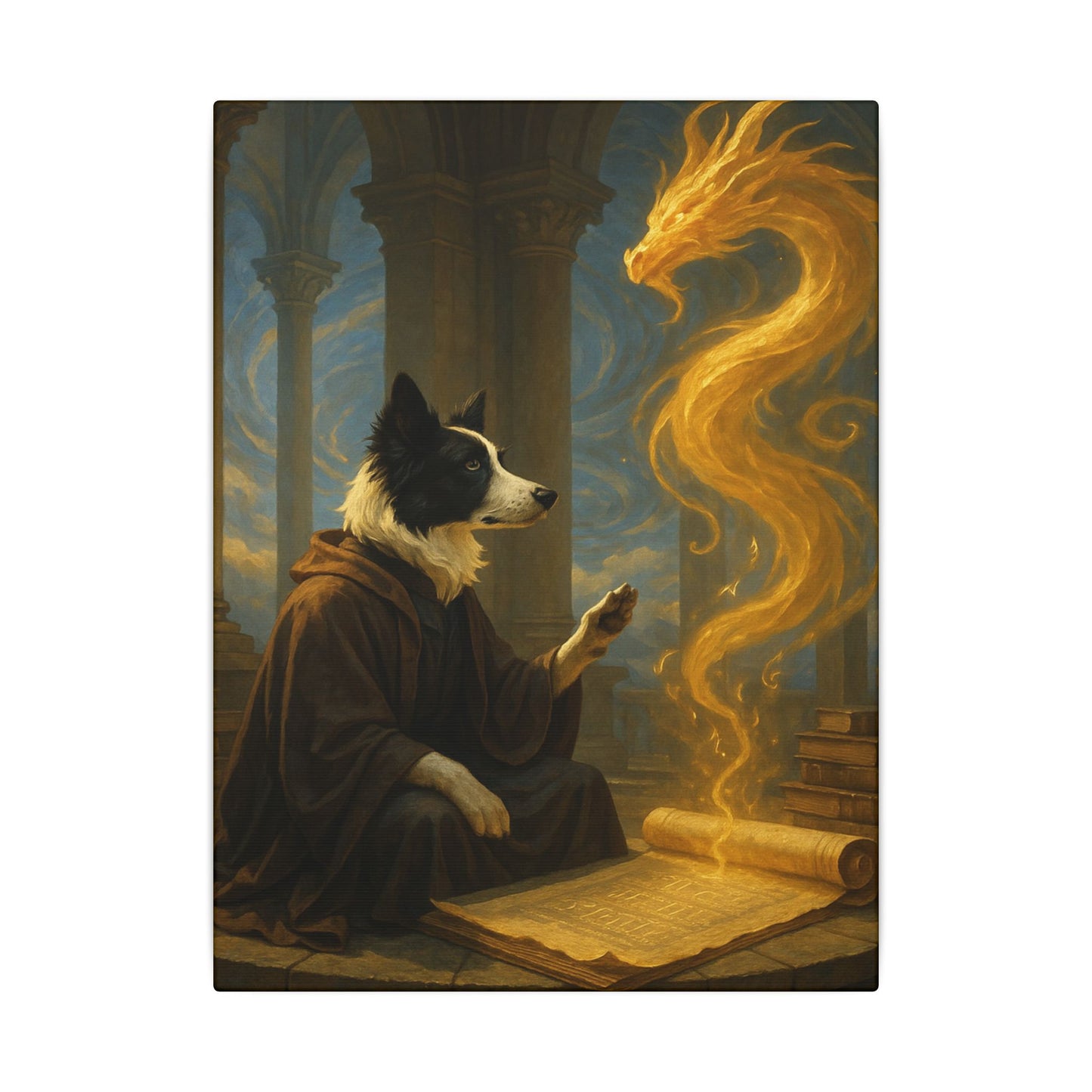 Wisdom of the Golden Dragon-Fantasy Dog Portraits - Fantasy Dog Portraits
