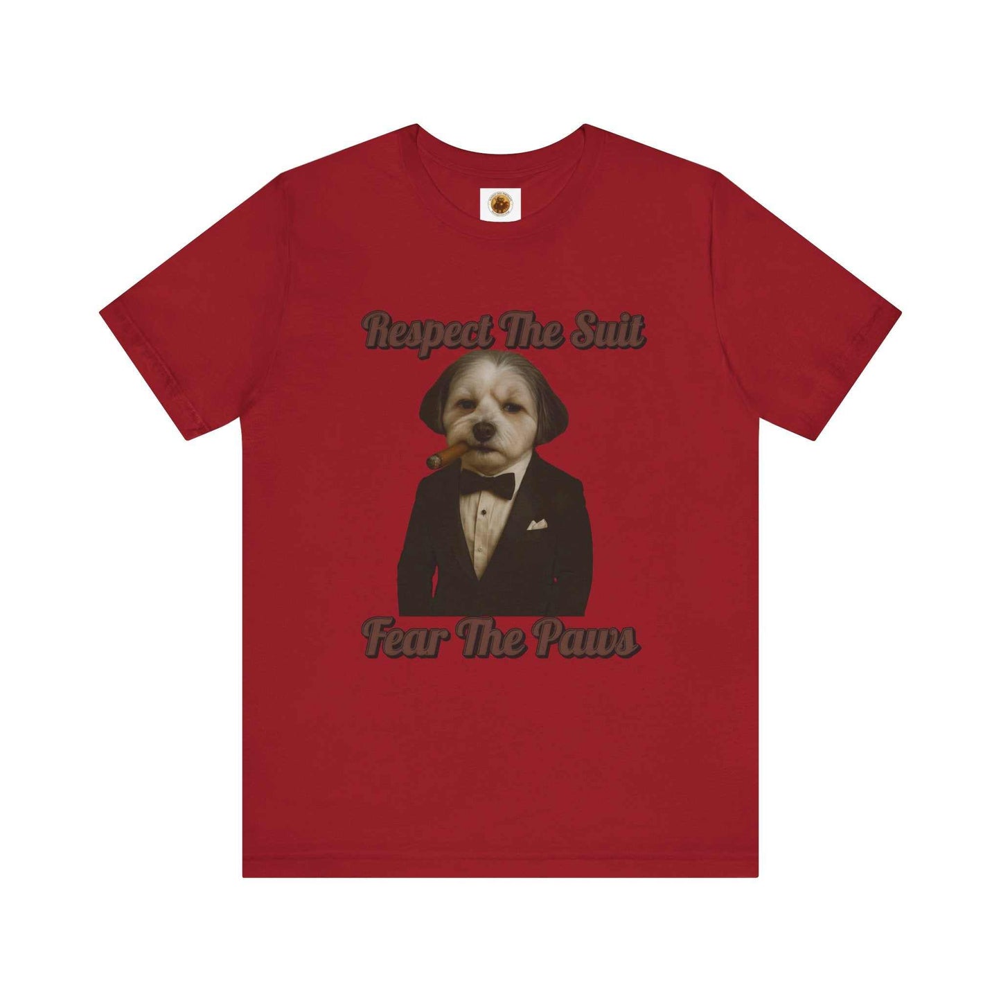 Respect the Suit Dog T-Shirt, Funny Animal Tee, Pet Lover Gift, Casual Wear, Unique Graphic Apparel - Fantasy Dog Portraits