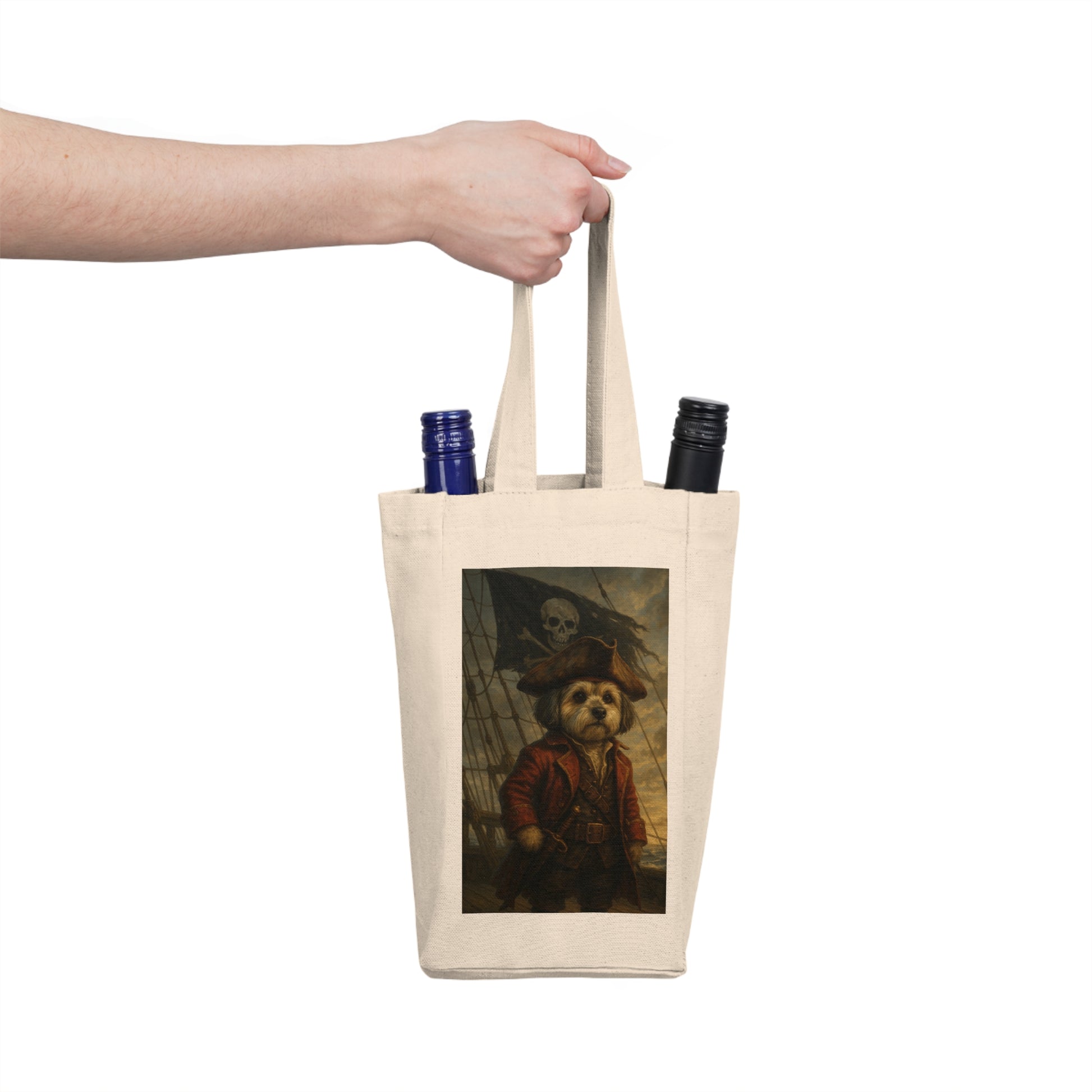 Pirate Panda Double Wine Tote Bag, Funny Wine Carrier for Parties, Gift for Wine Lovers, Picnic Bag, Wine Accessories - Fantasy Dog Portraits