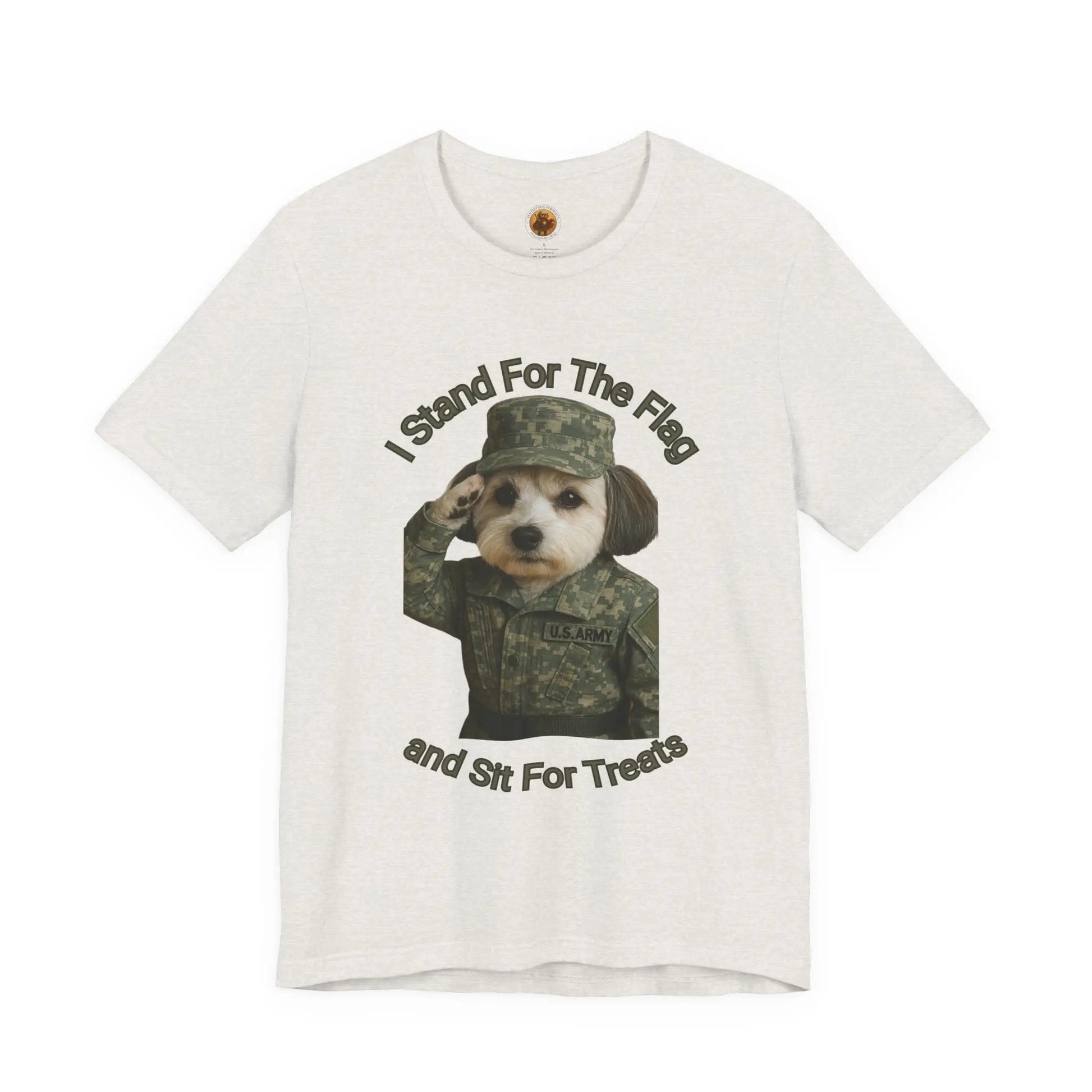 Patriotic Dog Graphic Tee, Funny Military Dog Shirt, Unisex Humor Tee, Gift for Dog Lovers, Independence Day Top Printify