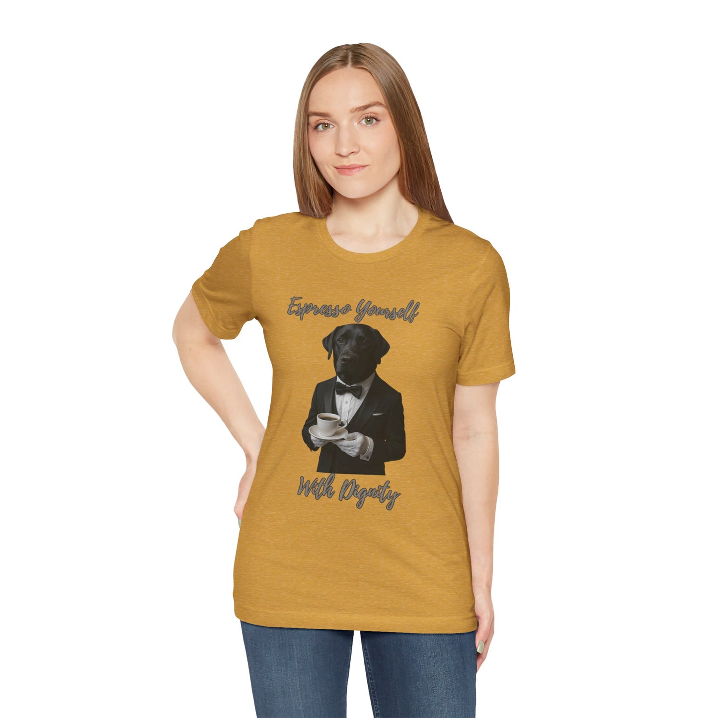 Unisex Stylish Dog Graphic Tee - 'Express Yourself With Dignity', Pet Lover's Shirt, Gift for Dog Owners, Cute Casual Wear, Animal Lover's Tee