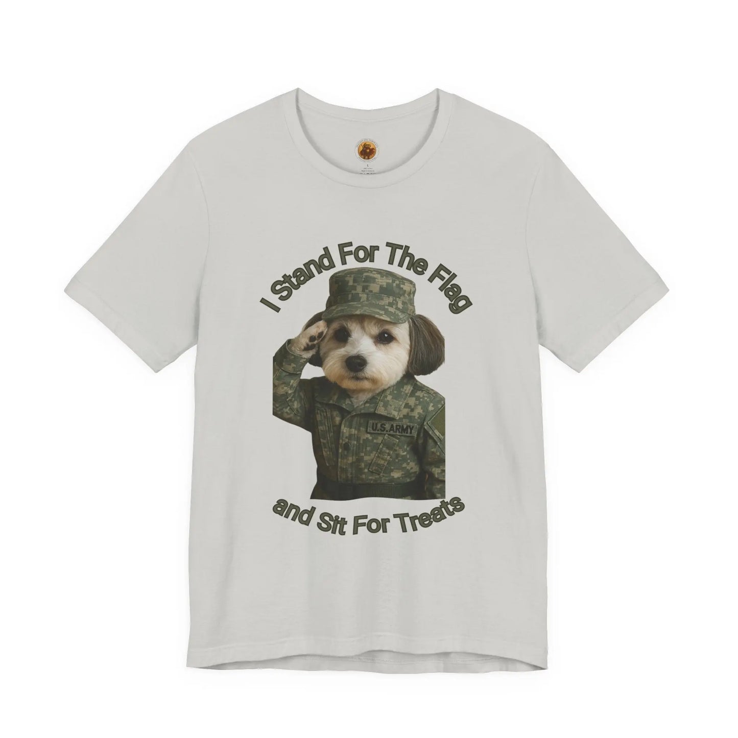 Patriotic Dog Graphic Tee, Funny Military Dog Shirt, Unisex Humor Tee, Gift for Dog Lovers, Independence Day Top Printify
