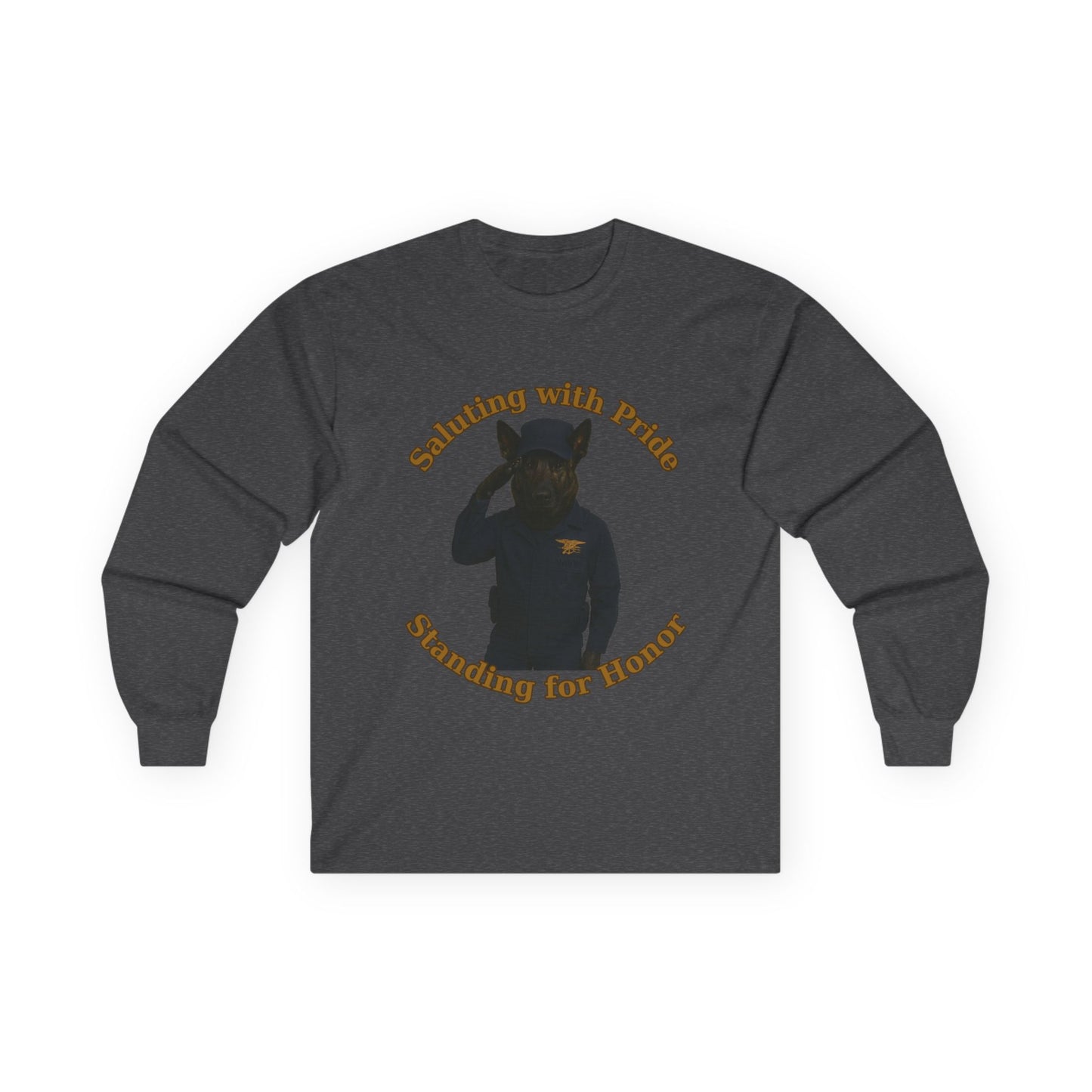 Marine German Shepherd service dog Unisex Long Sleeve Tee - Saluting with Pride, Standing for Honor | Perfect for Veterans Day, Memorial Day, Casual Wear, Gift for Him/Her - Fantasy Dog Portraits