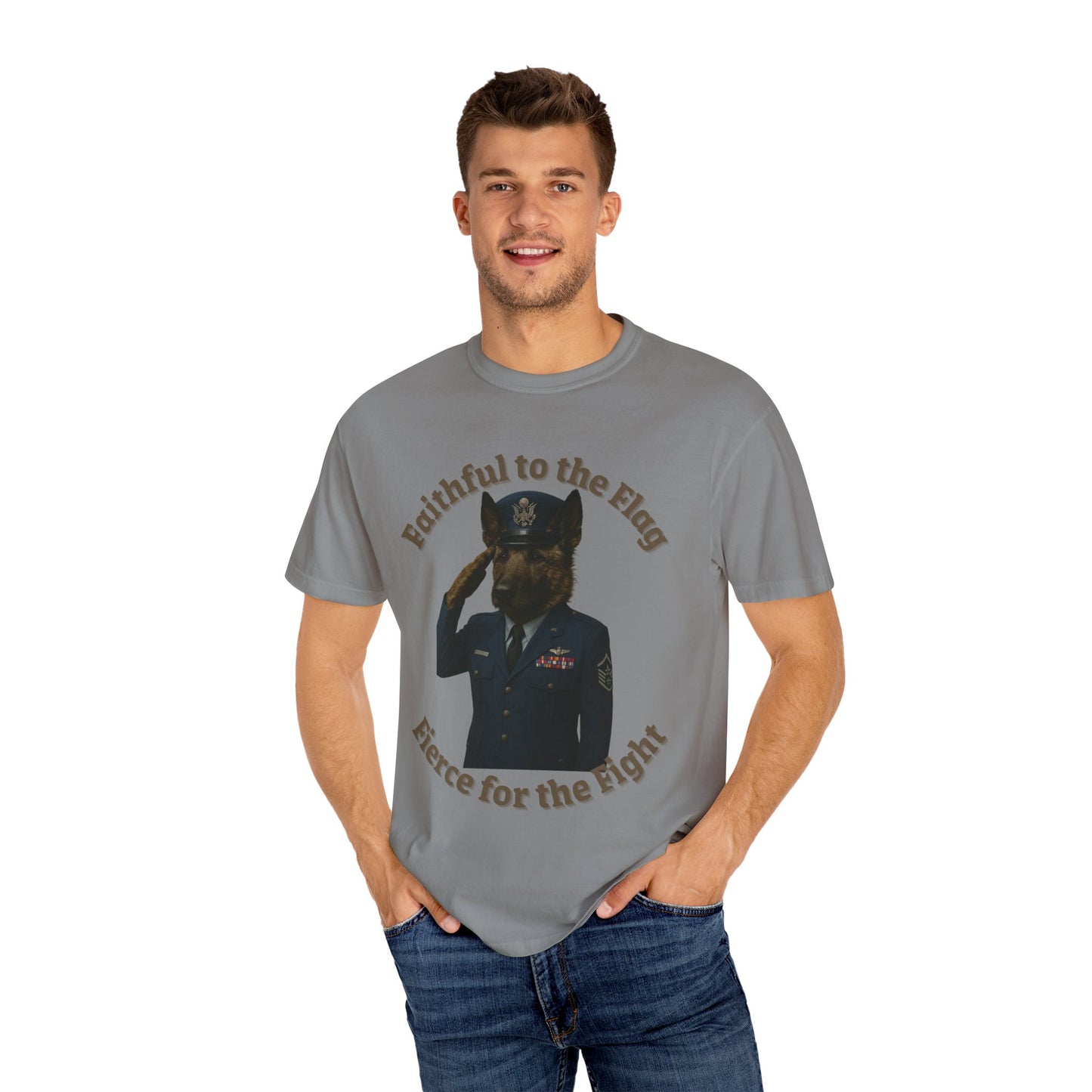 Patriotic Unisex T-Shirt, Faithful to the Flag Tee, Military Apparel, July 4th Shirt, Gifts for Veterans, Comfortable Casual Wear - Fantasy Dog Portraits