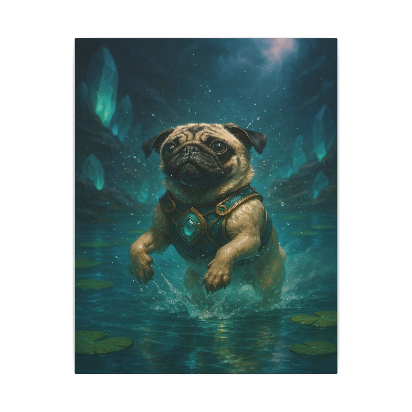 Aquatic Pug Guardian-Fantasy Dog Portraits - Fantasy Dog Portraits