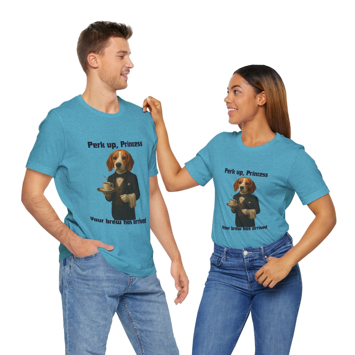 Unisex Charming Dog-Themed Tee for Coffee Lovers | Pet Lover Gift, Funny T-Shirt, Animal Lover Apparel, Gift for Dog Moms, Unisex Tee