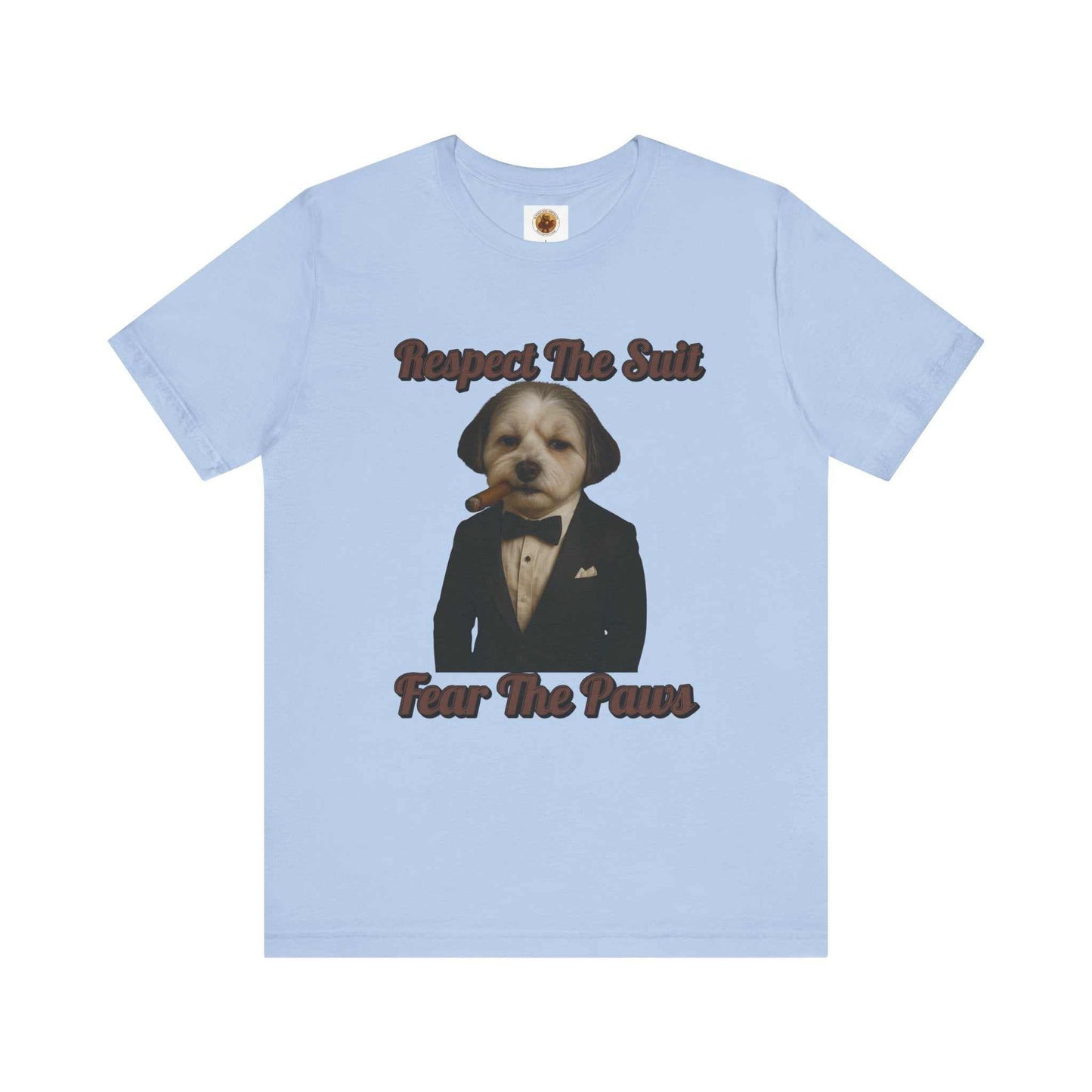 Respect the Suit Dog T-Shirt, Funny Animal Tee, Pet Lover Gift, Casual Wear, Unique Graphic Apparel - Fantasy Dog Portraits