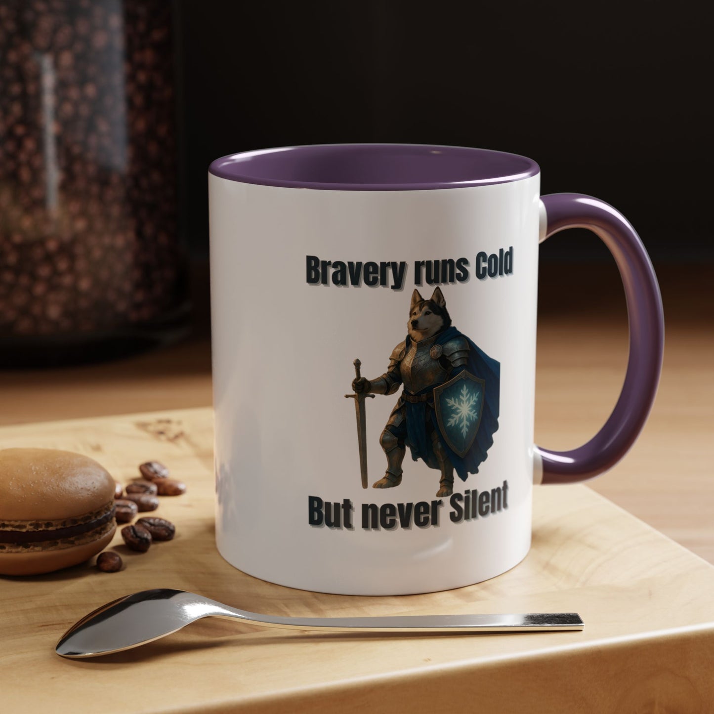 Mug, Knight Dog Holding Shield and Sword Design - Fantasy Dog Portraits
