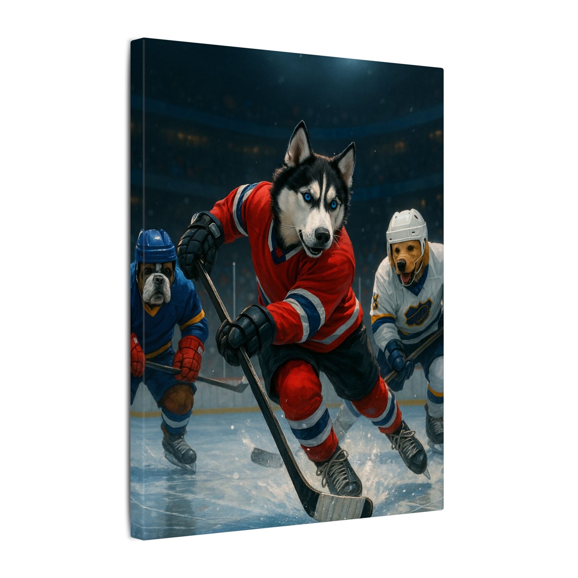 Canvas Print - Dogs Playing Hockey - Fantasy Dog Portraits