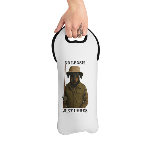 Fishing-Themed Wine Tote Bag, Unique Gift for Fishermen, Outdoor Picnic Accessory, Funny Wine Carrier, Birthday Gift for Dad - Fantasy Dog Portraits