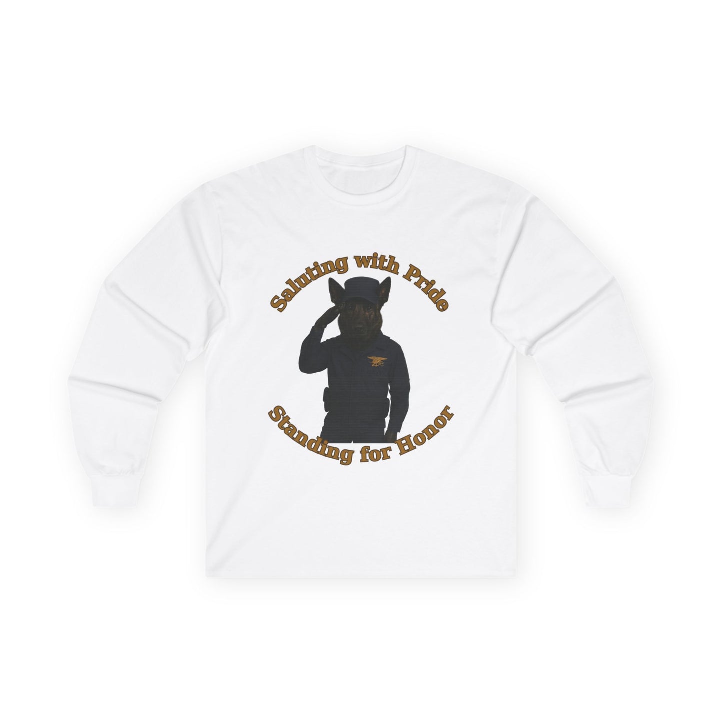 Marine German Shepherd service dog Unisex Long Sleeve Tee - Saluting with Pride, Standing for Honor | Perfect for Veterans Day, Memorial Day, Casual Wear, Gift for Him/Her - Fantasy Dog Portraits