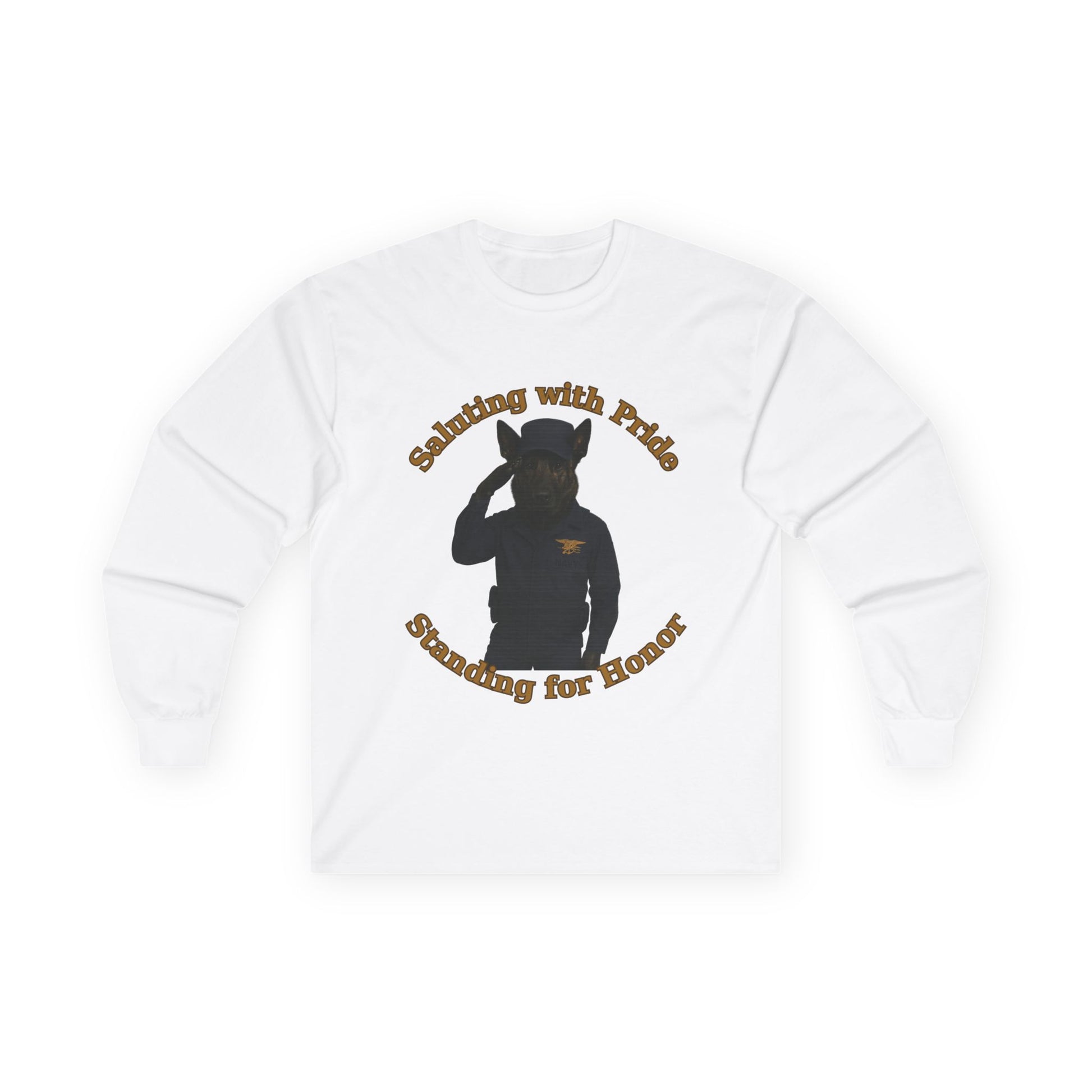 Marine German Shepherd service dog Unisex Long Sleeve Tee - Saluting with Pride, Standing for Honor | Perfect for Veterans Day, Memorial Day, Casual Wear, Gift for Him/Her - Fantasy Dog Portraits