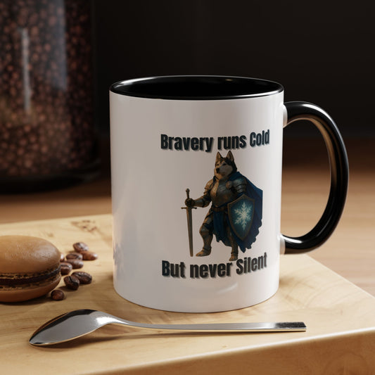 Mug, Knight Dog Holding Shield and Sword Design - Fantasy Dog Portraits