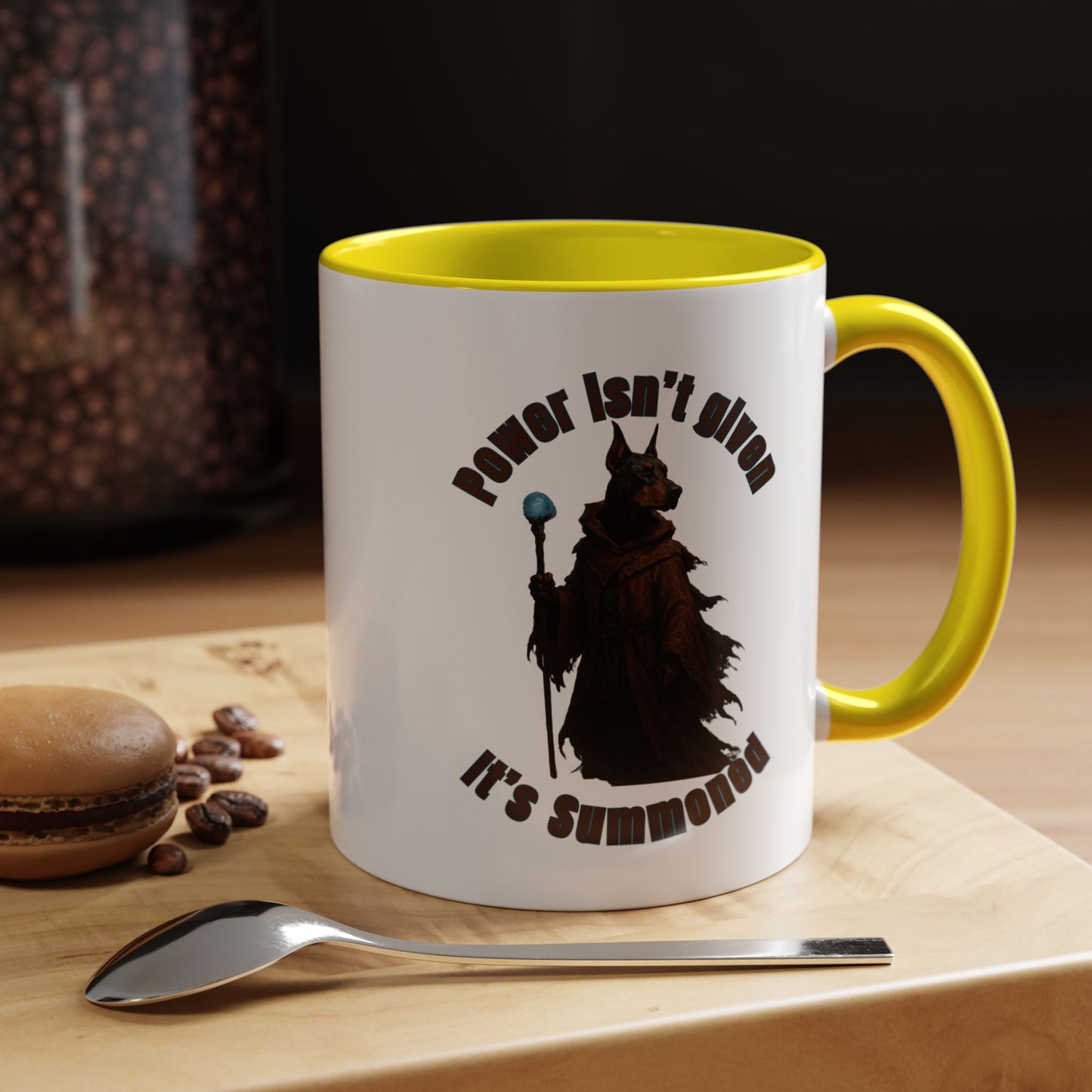 Mug - Wizard Dog with Power Stick Design - 11, 15oz - Fantasy Dog Portraits