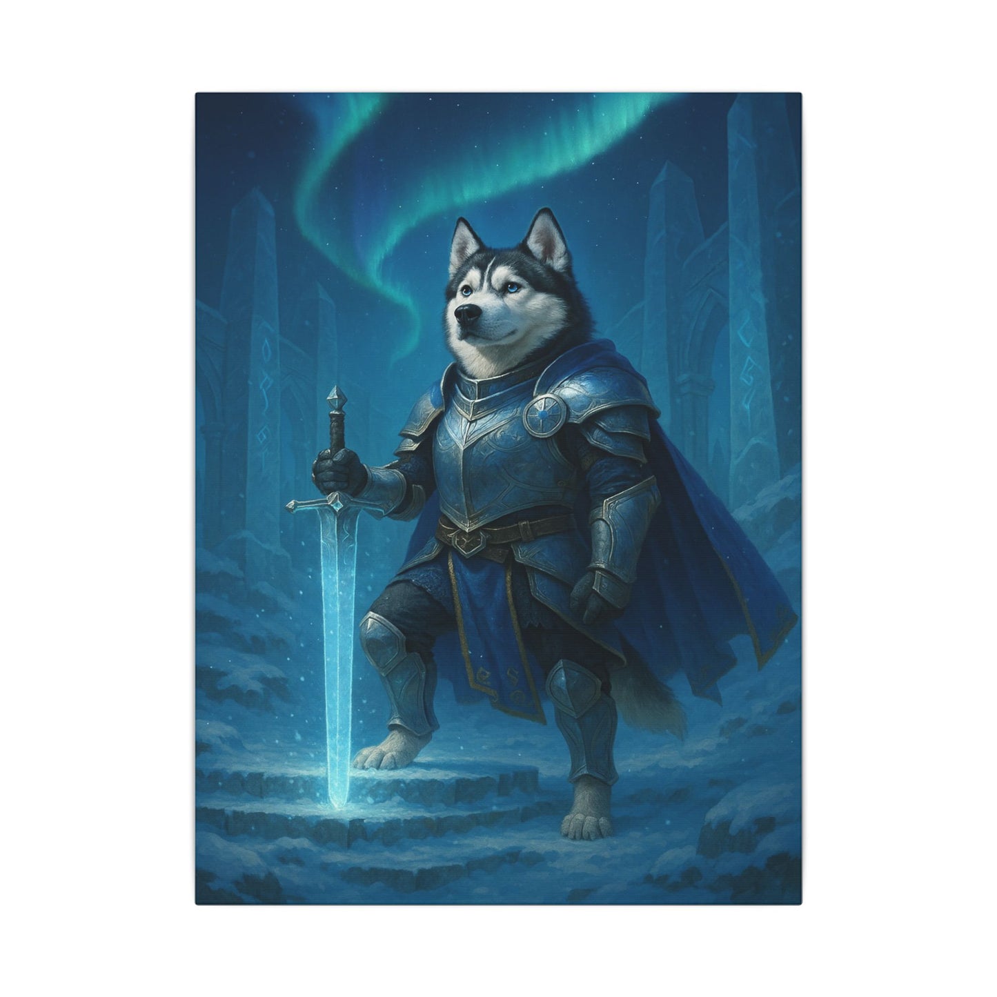 Husky Knight of the Aurora-Fantasy Dog Portraits - Fantasy Dog Portraits