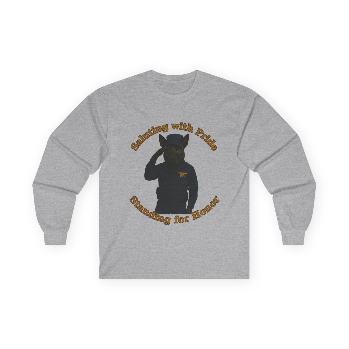 Marine German Shepherd service dog Unisex Long Sleeve Tee - Saluting with Pride, Standing for Honor | Perfect for Veterans Day, Memorial Day, Casual Wear, Gift for Him/Her - Fantasy Dog Portraits