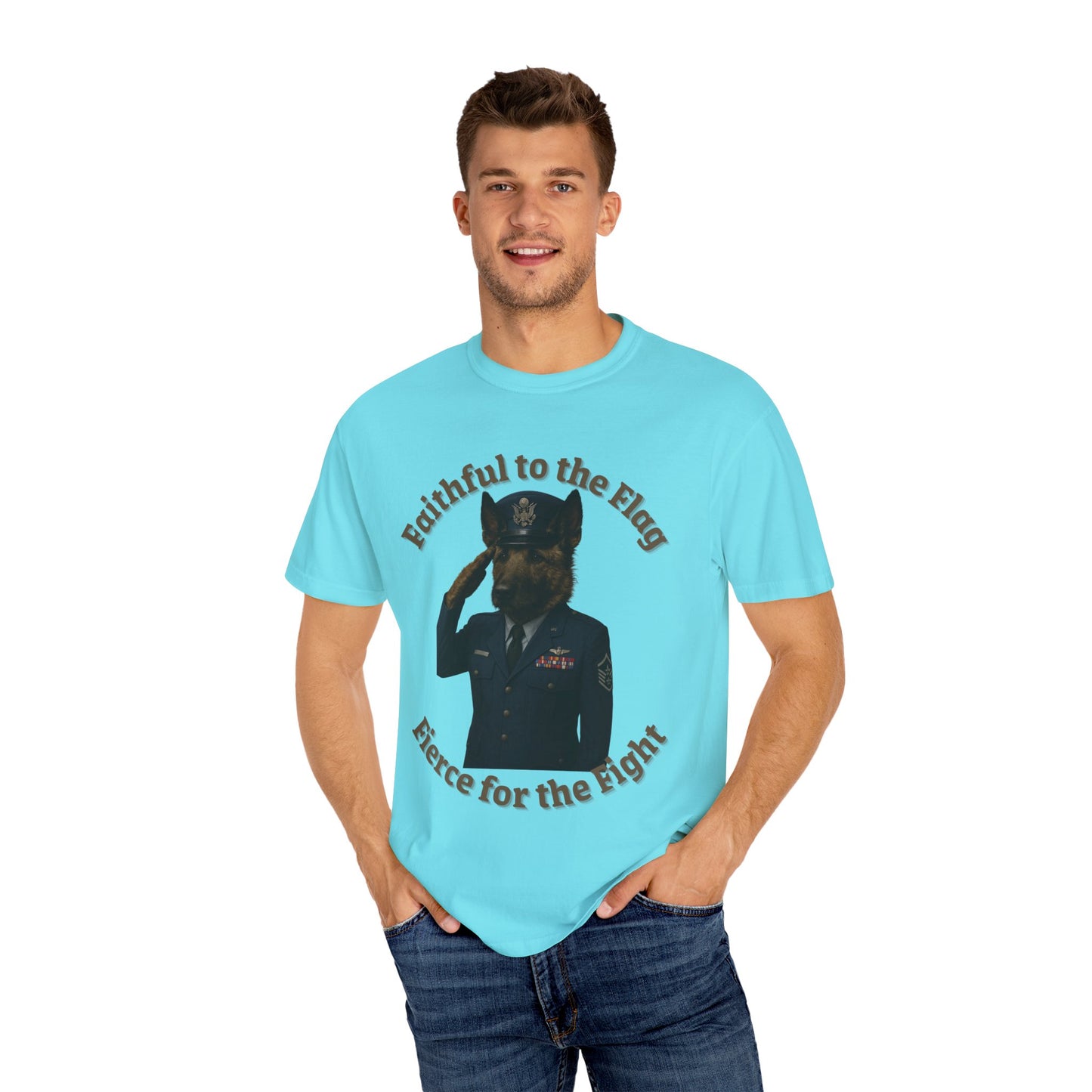 Patriotic Unisex T-Shirt, Faithful to the Flag Tee, Military Apparel, July 4th Shirt, Gifts for Veterans, Comfortable Casual Wear - Fantasy Dog Portraits